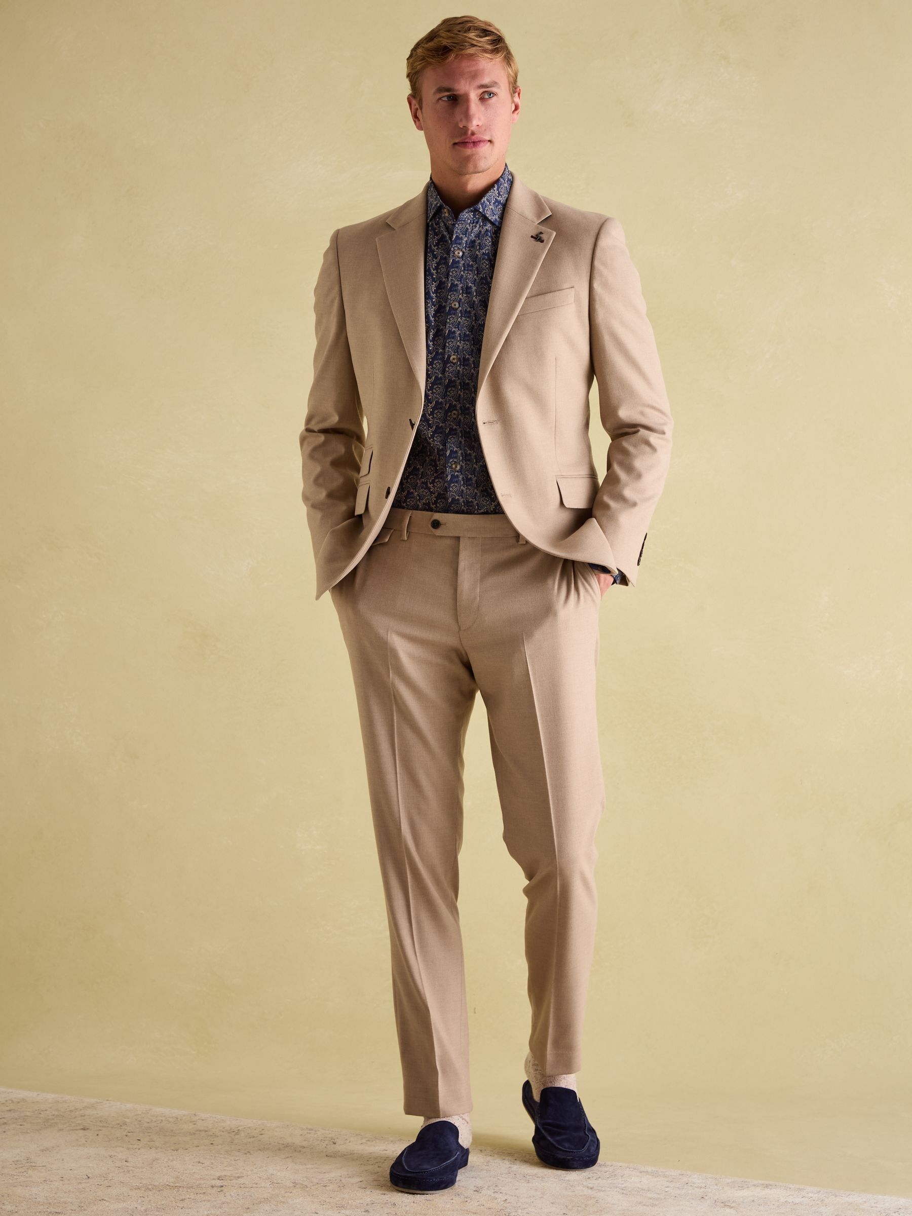 Tan Brown Slim Fit Flannel Suit Jacket - Image 3 of 9