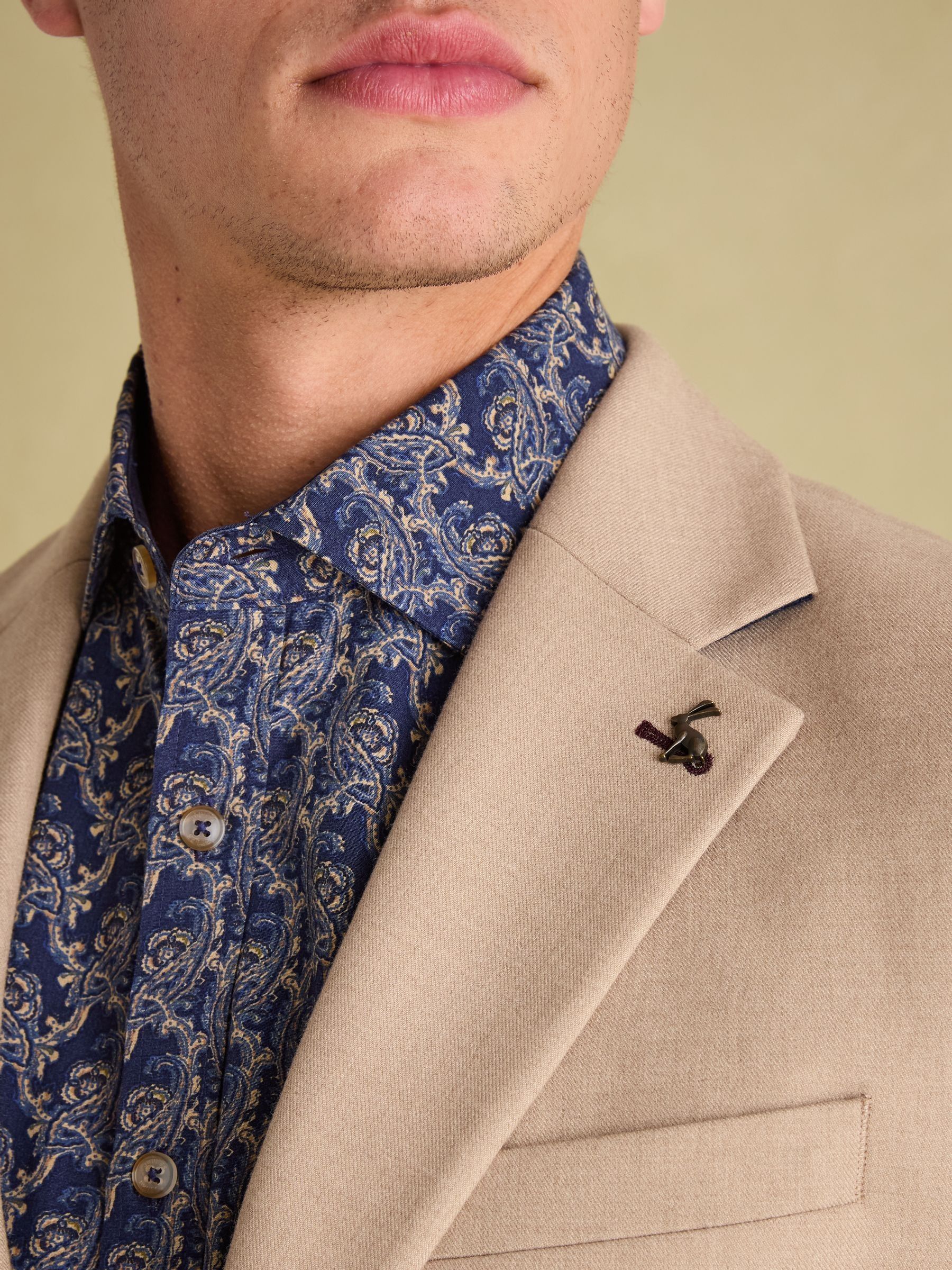 Tan Brown Slim Fit Flannel Suit Jacket - Image 4 of 9