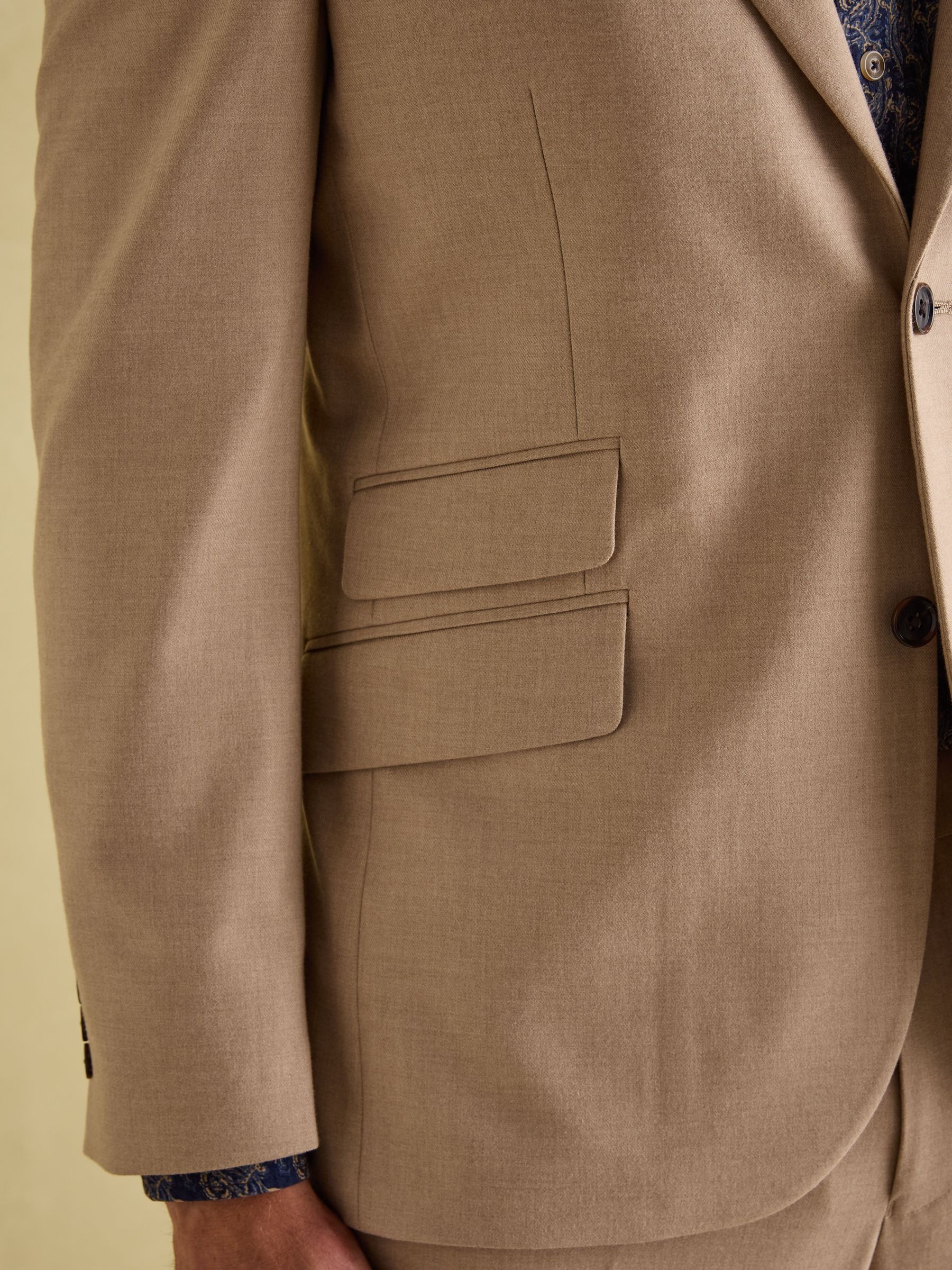 Tan Brown Slim Fit Flannel Suit Jacket - Image 5 of 9