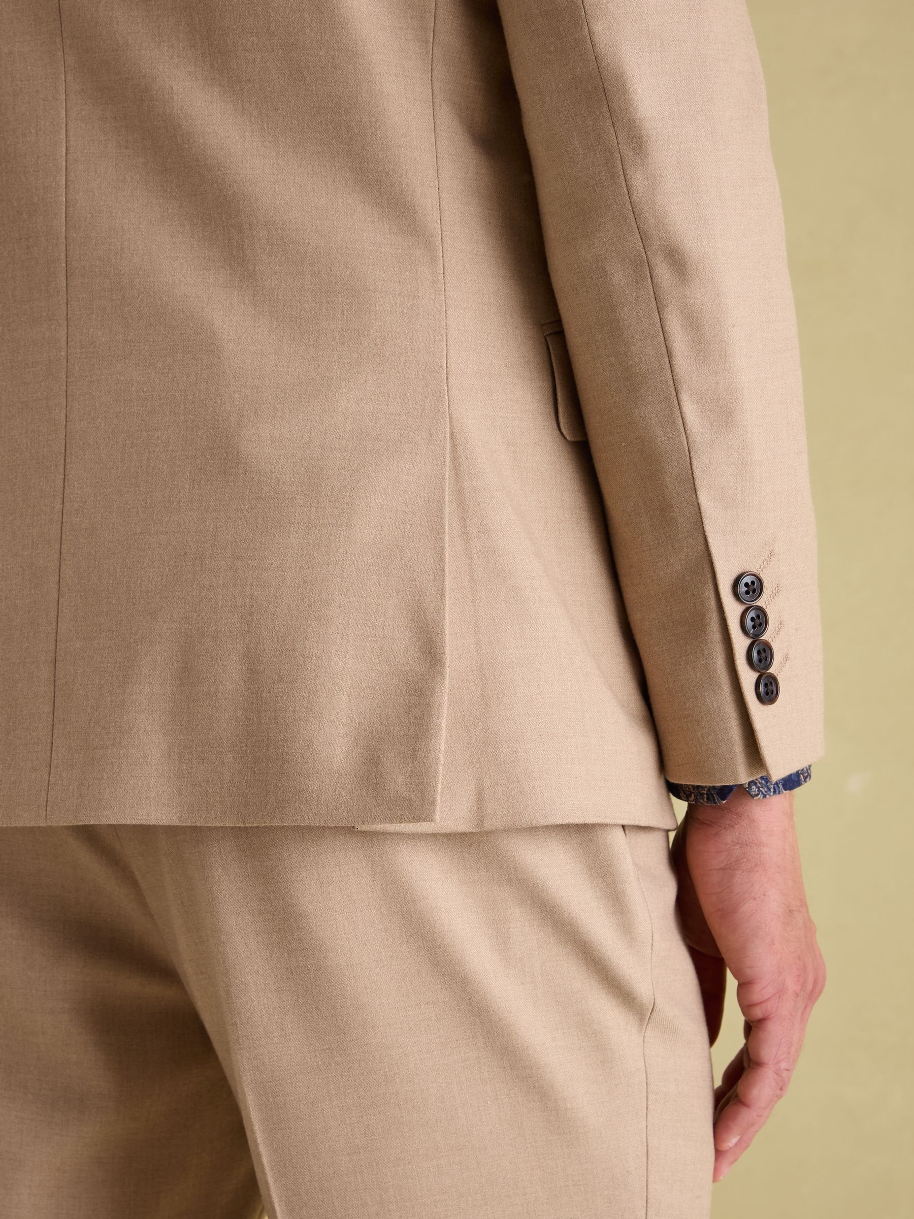 Tan Brown Slim Fit Flannel Suit Jacket - Image 7 of 9