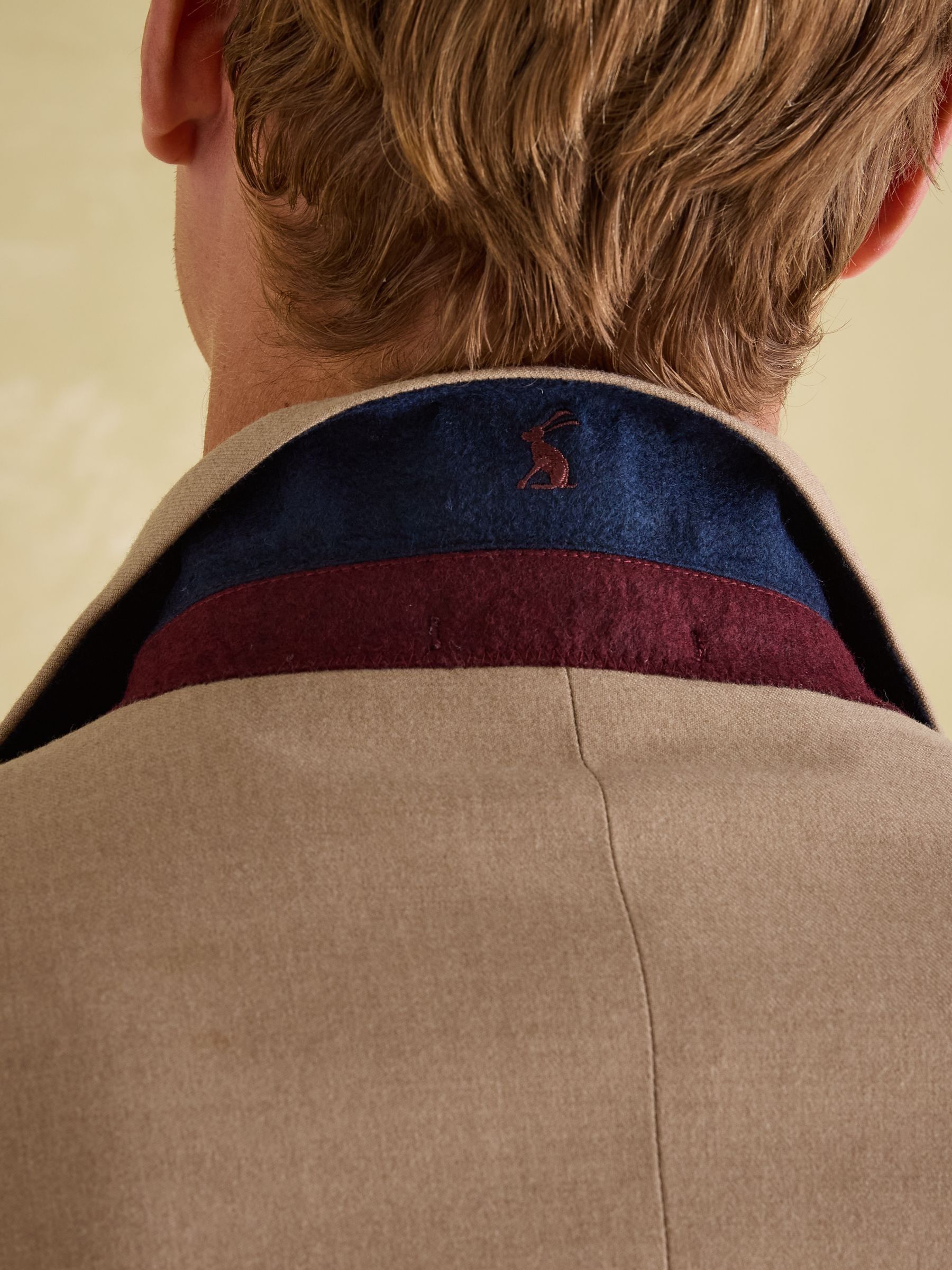 Tan Brown Slim Fit Flannel Suit Jacket - Image 8 of 9