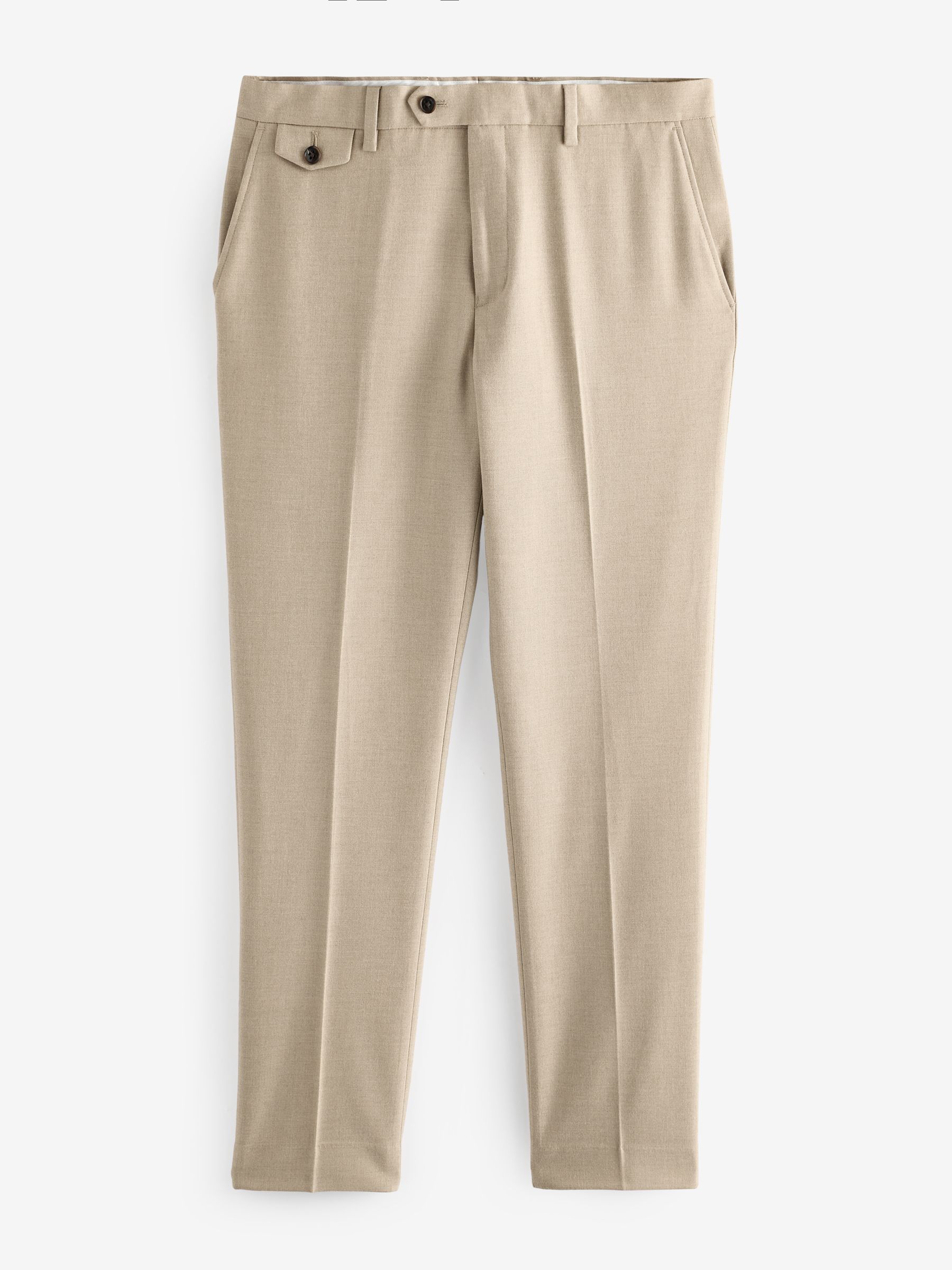 Tan Brown Slim Fit Flannel Suit Trousers - Image 7 of 10