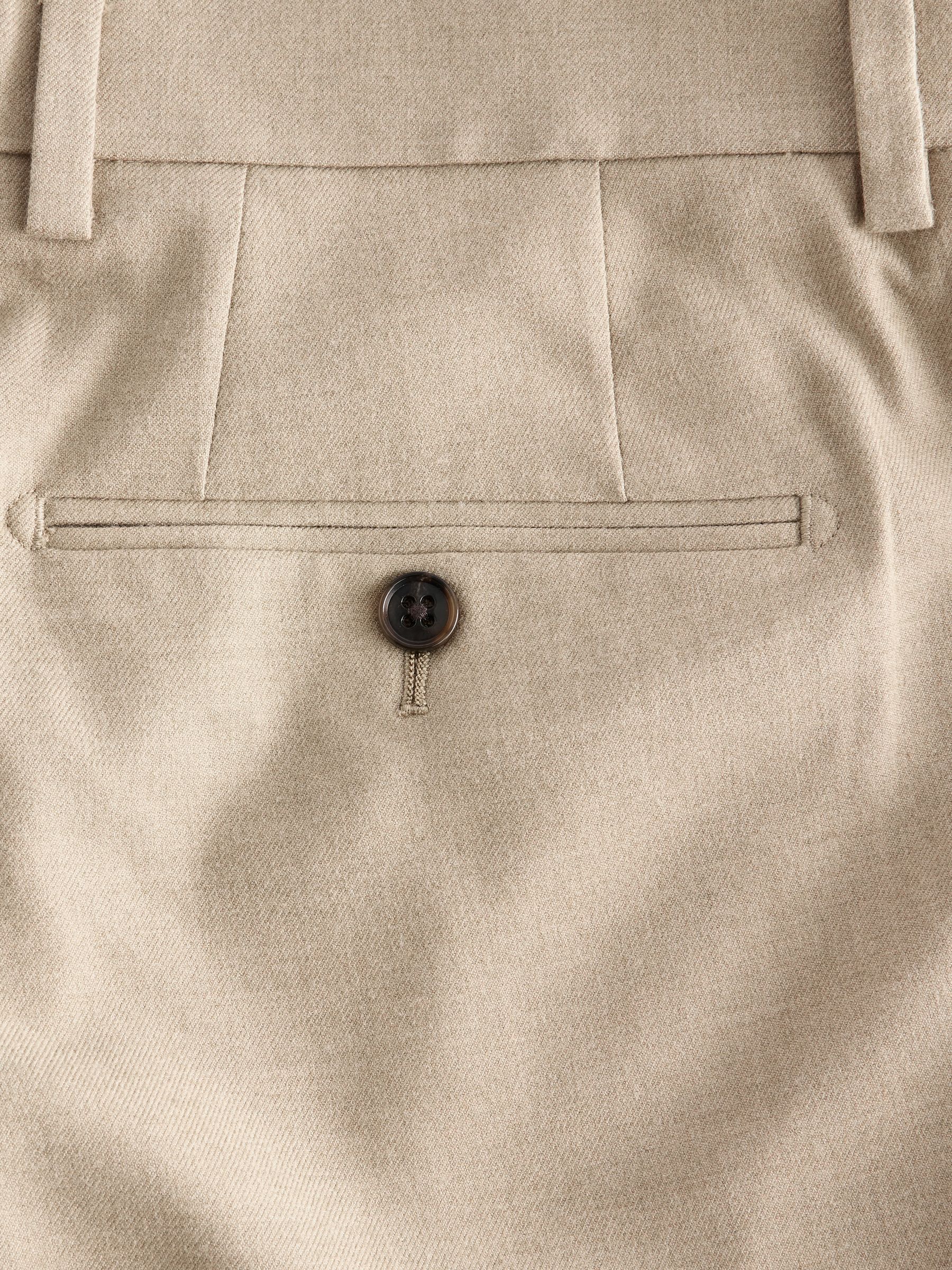 Tan Brown Slim Fit Flannel Suit Trousers - Image 9 of 10