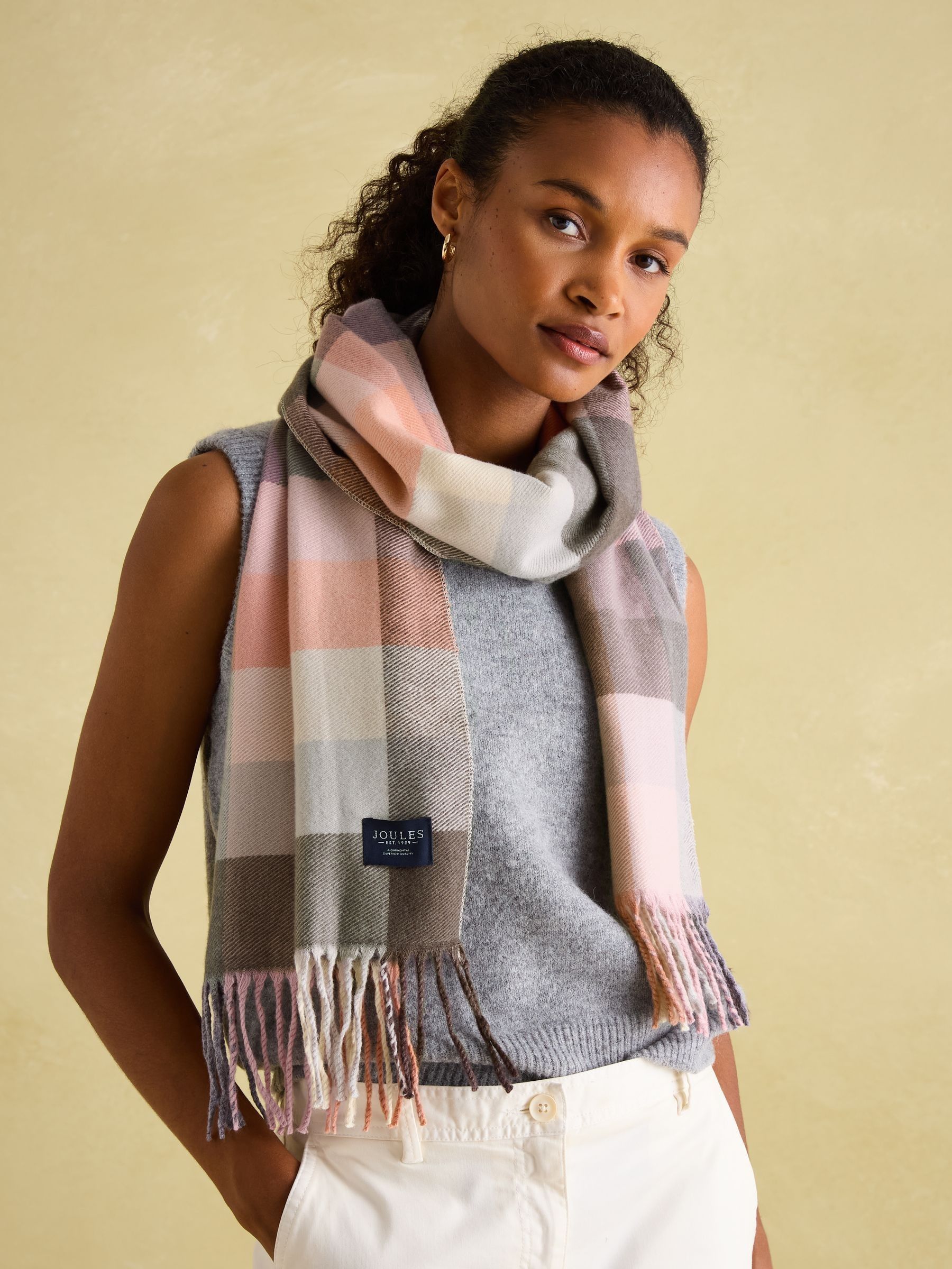 Langtree Pink & Grey Scarf | Joules