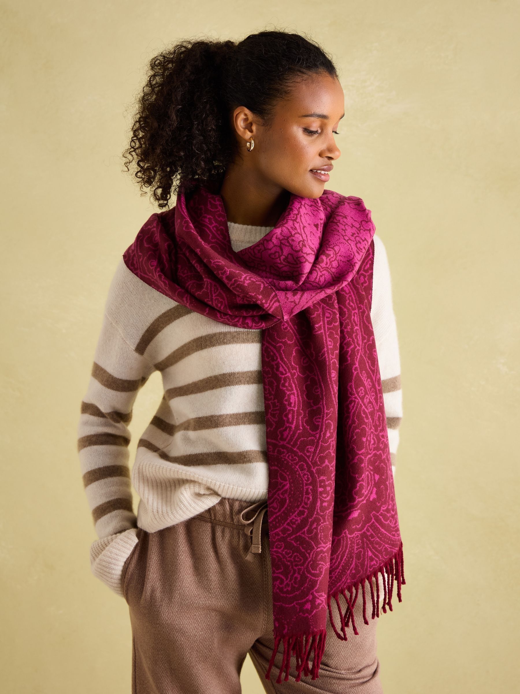 Elissa Pink & Plum Double-Sided Jacquard Scarf - Image 1 of 5
