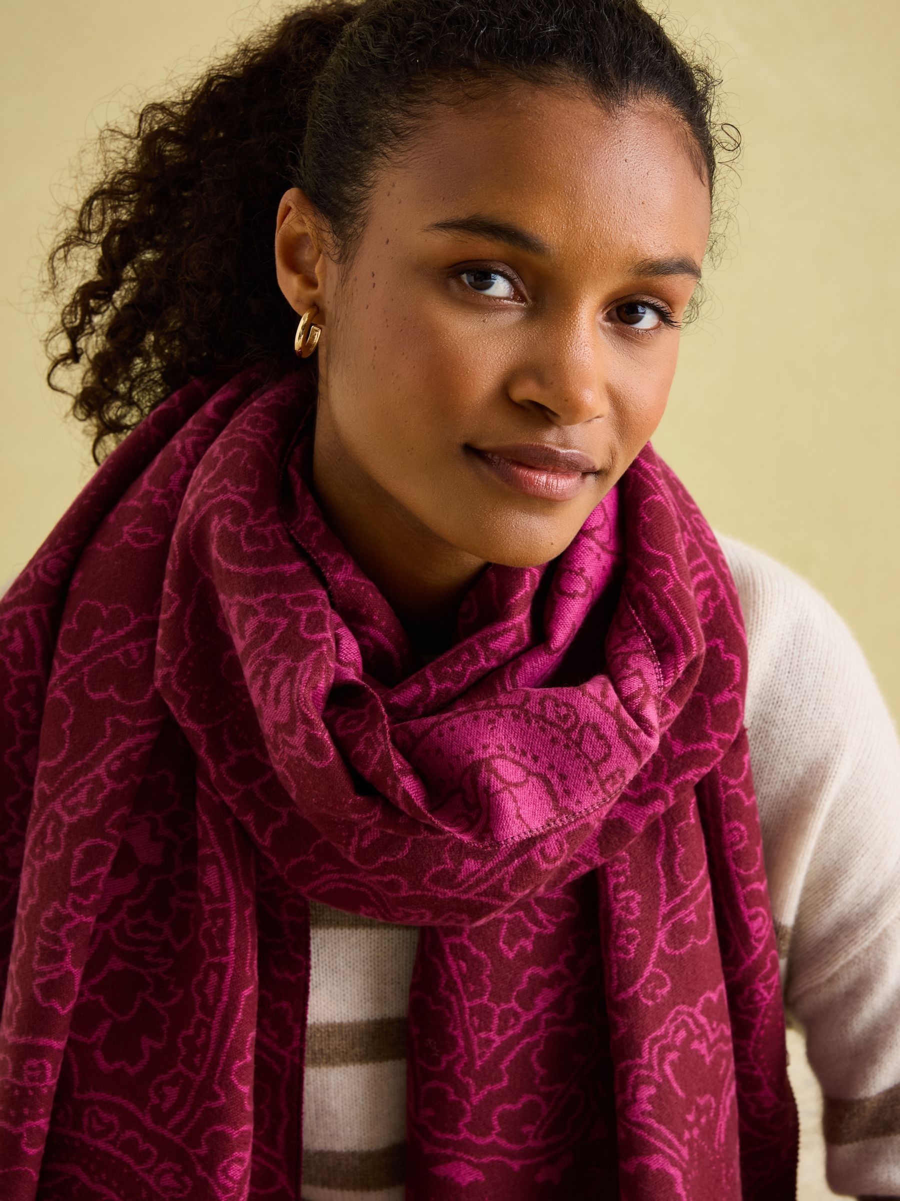 Elissa Pink & Plum Double-Sided Jacquard Scarf - Image 2 of 5