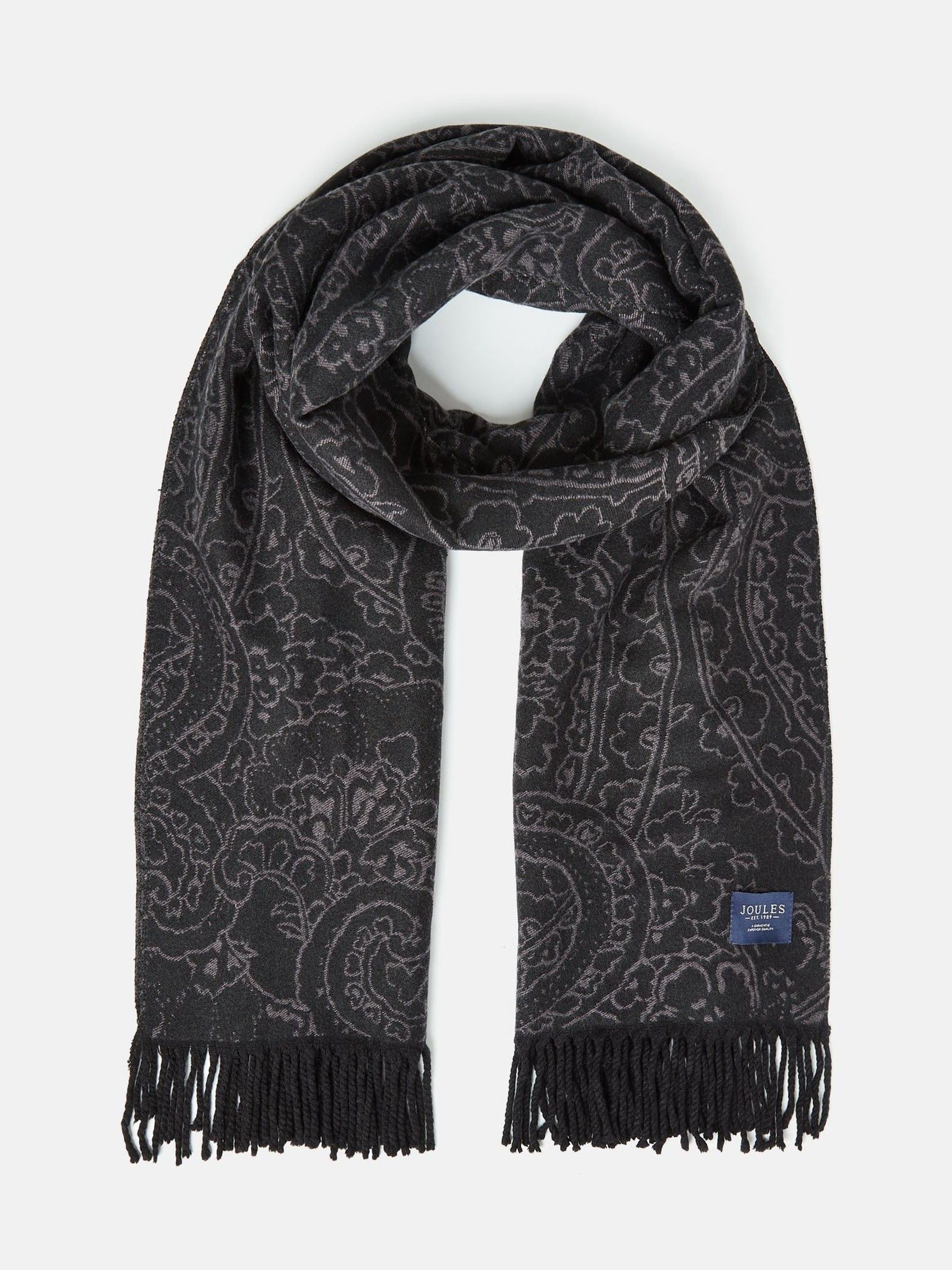 Elissa Black & Grey Double-Sided Jacquard Scarf - Image 4 of 6