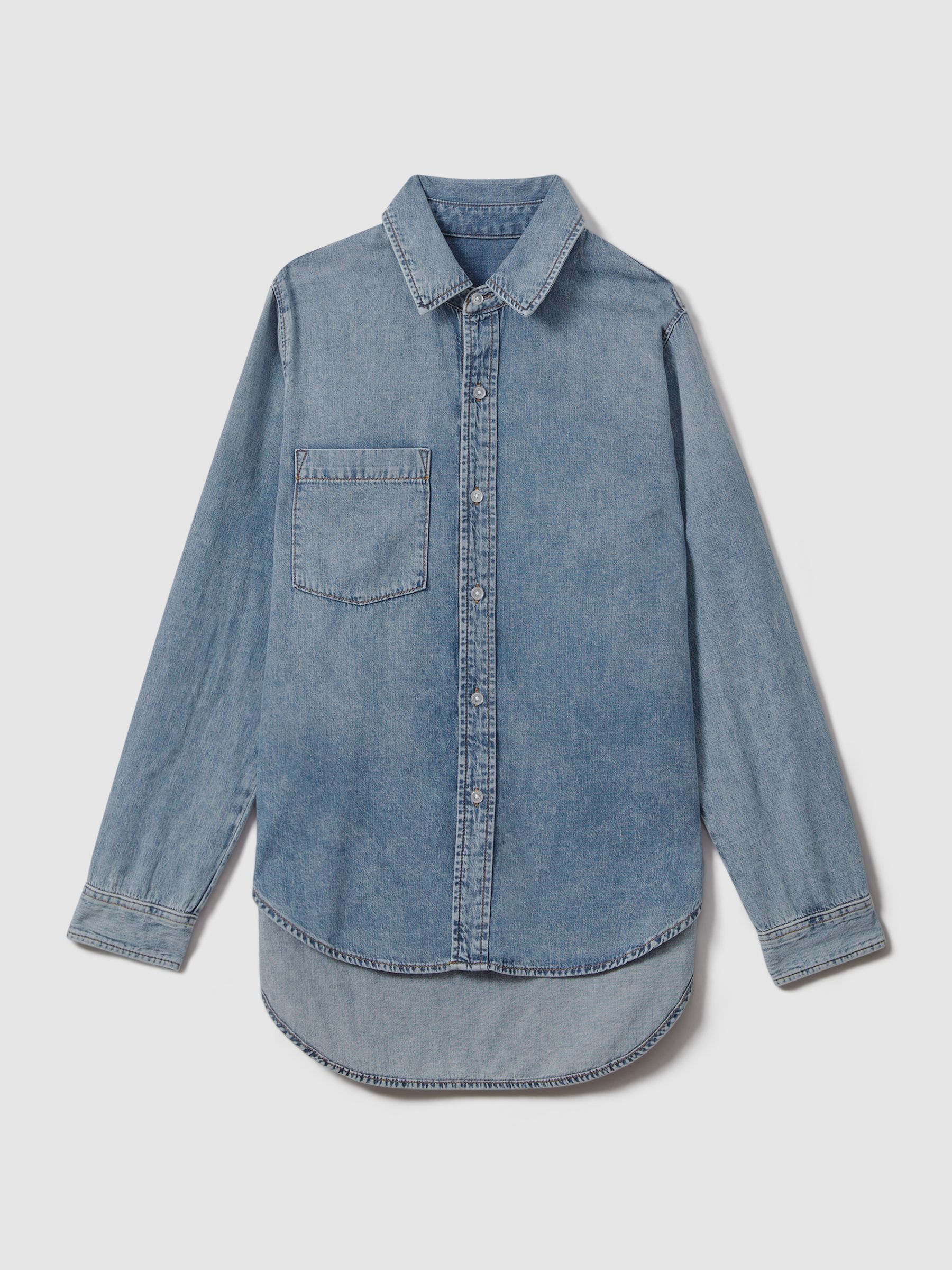 Relaxed Denim Shirt in Mid Blue - Image 2 of 5