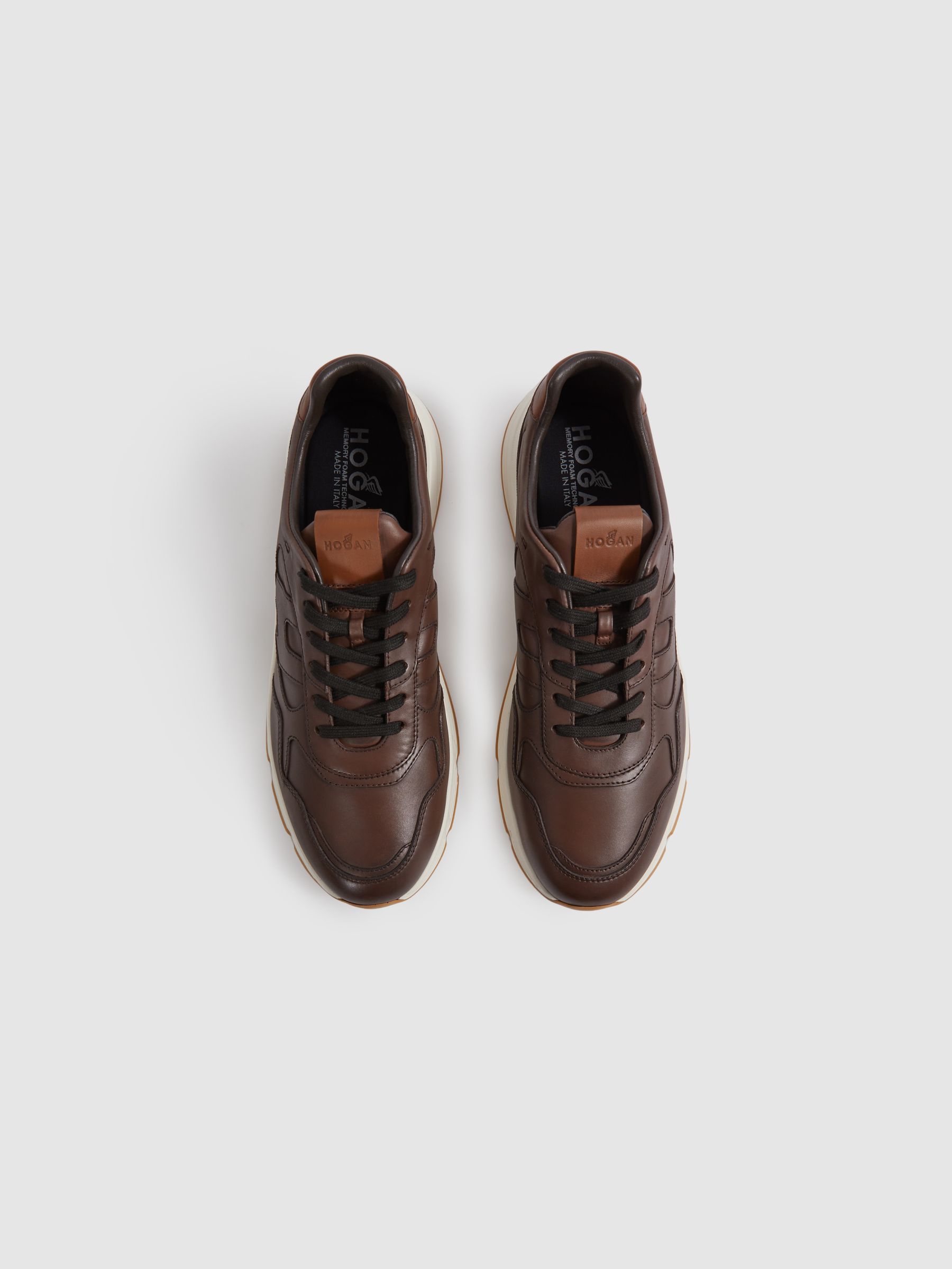 Hogan Leather Chunky Trainers in Brown - Image 2 of 4