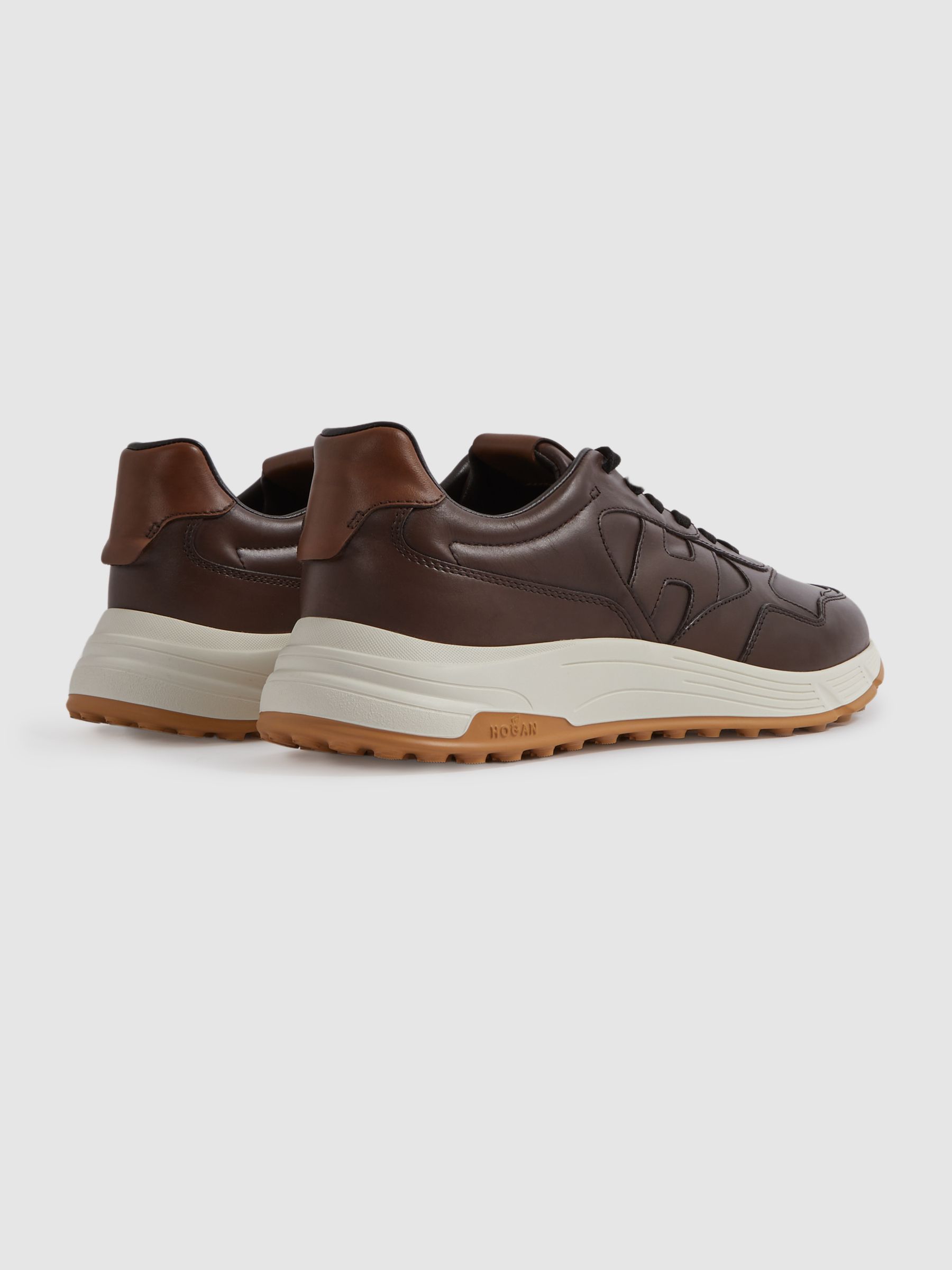 Hogan Leather Chunky Trainers in Brown - Image 3 of 4