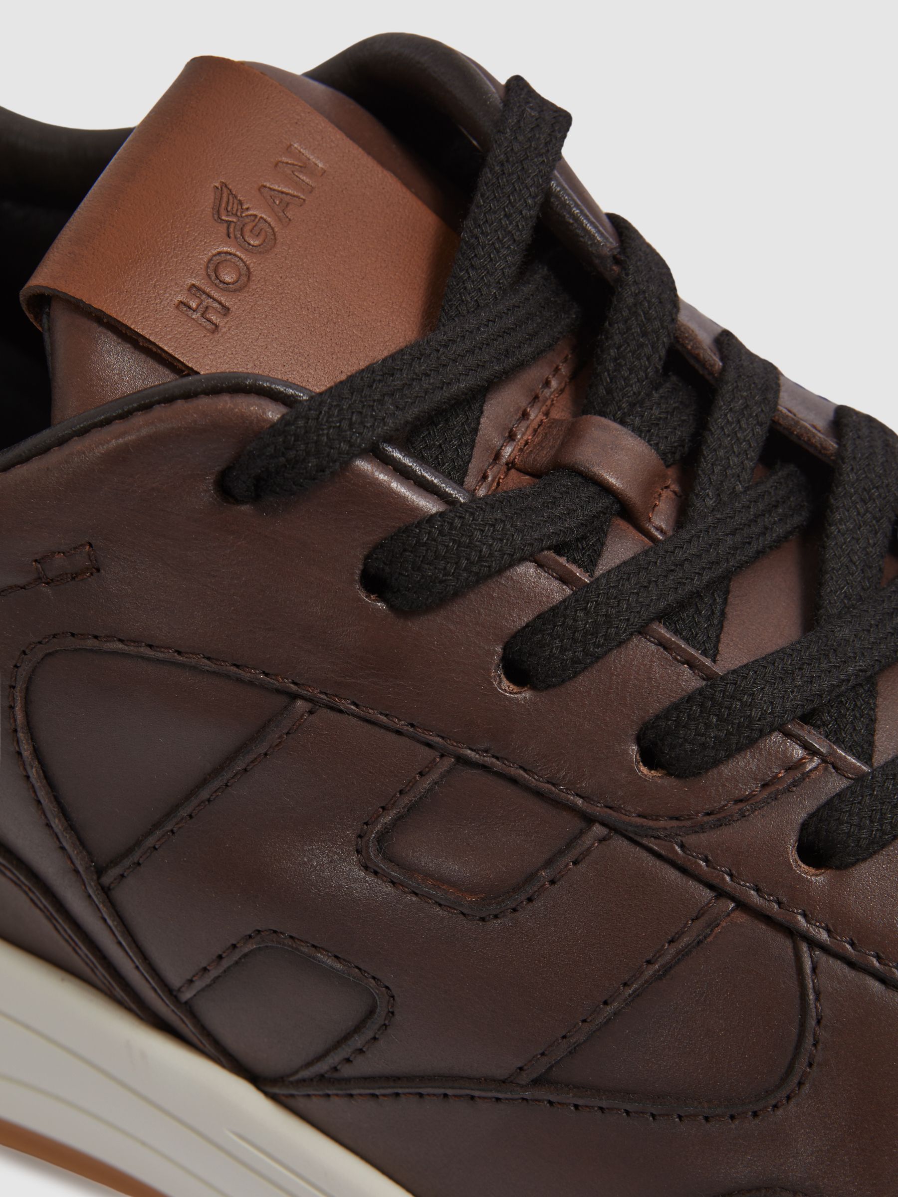 Hogan Leather Chunky Trainers in Brown - Image 4 of 4
