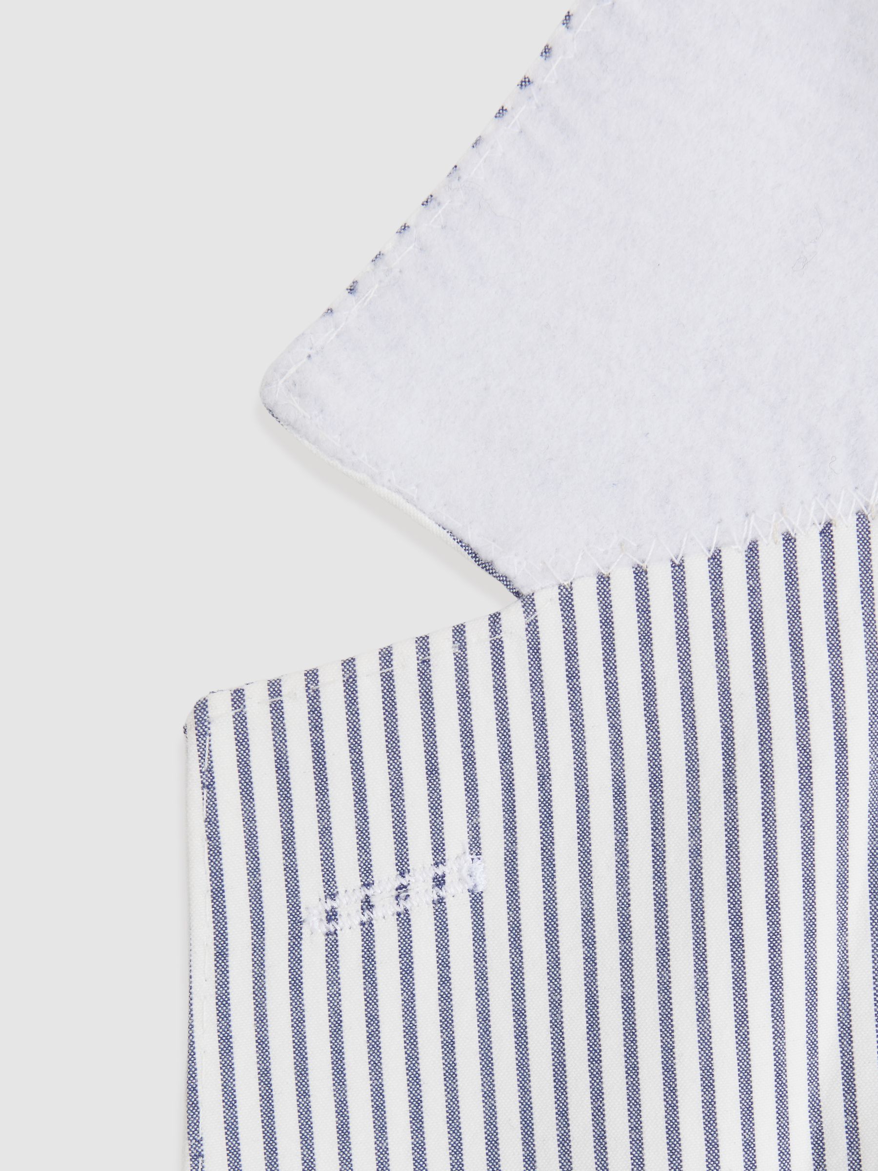 Barr Soft Blue/White Cotton Seersucker Single Breasted Slim Fit Blazer - Image 7 of 7