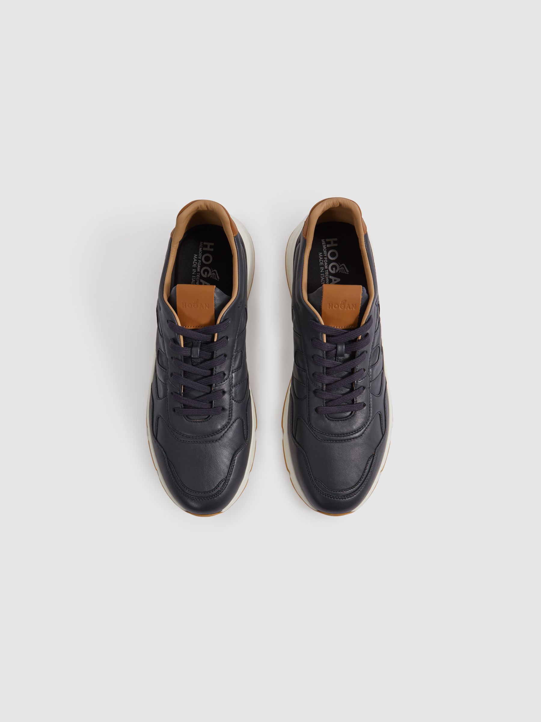 Hogan Leather Chunky Trainers in Blue - Image 2 of 4