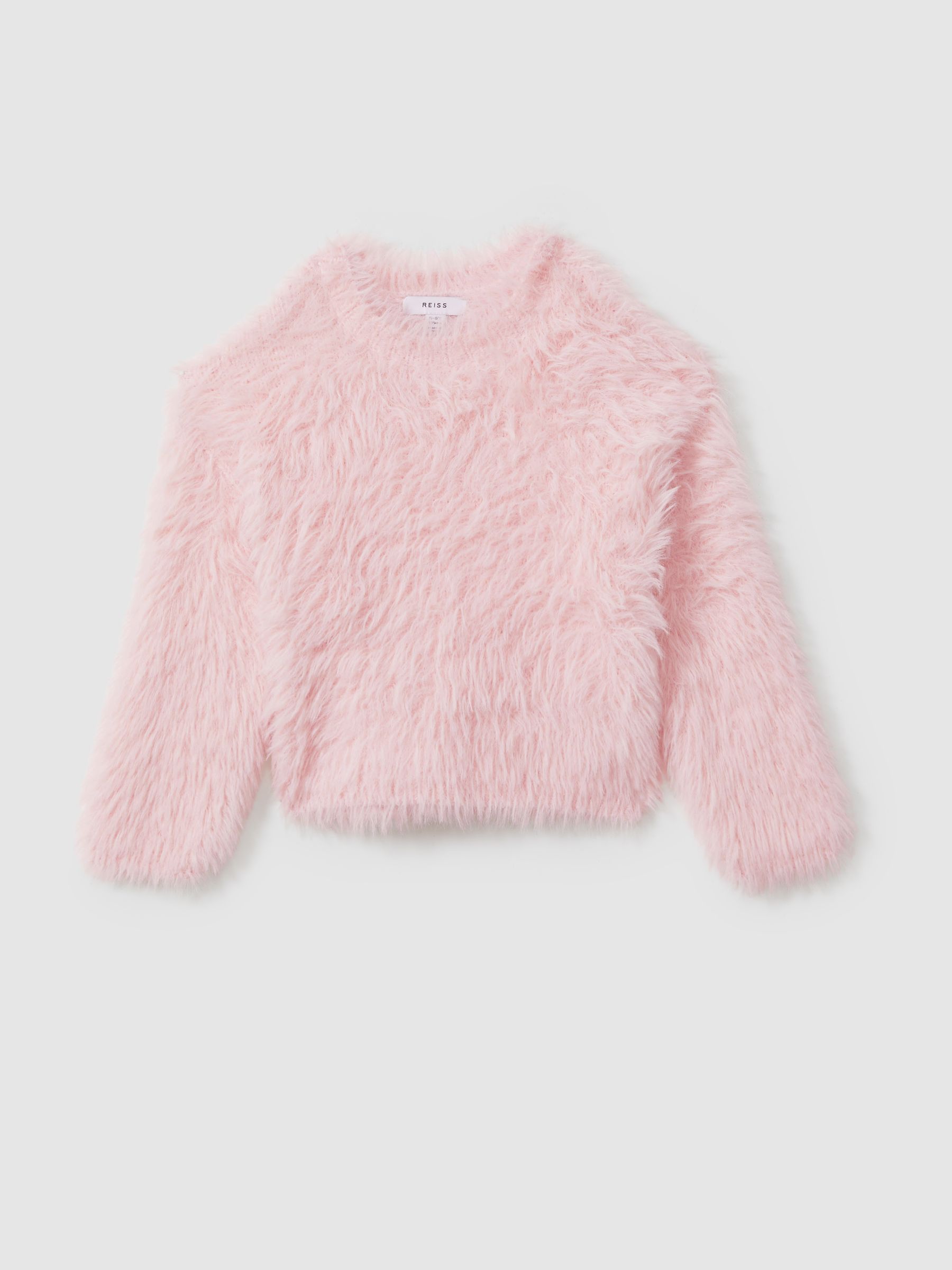 4-9 yrs Fluffy Crew Neck Jumper in Pink - Image 2 of 4