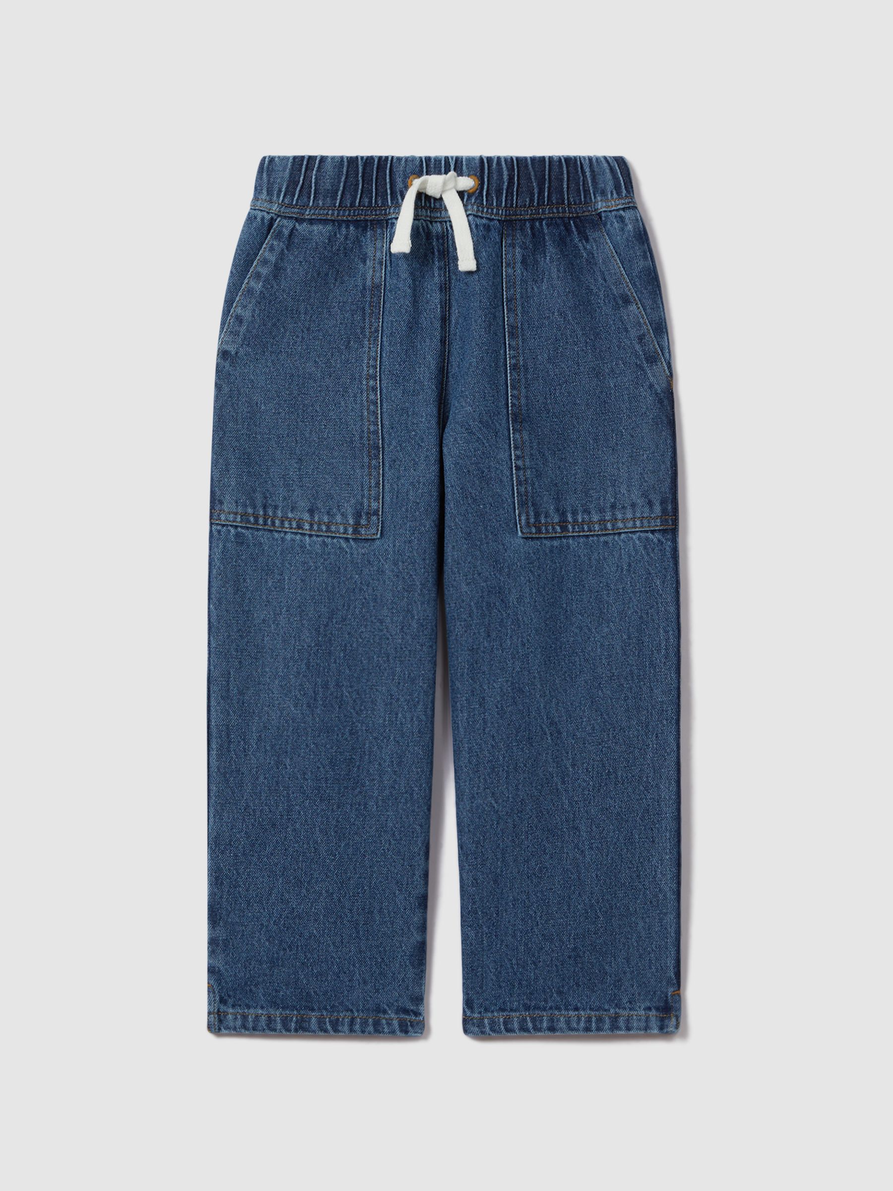 4-9 yrs Drawstring Waist Straight Leg Jeans in Blue - Image 2 of 4