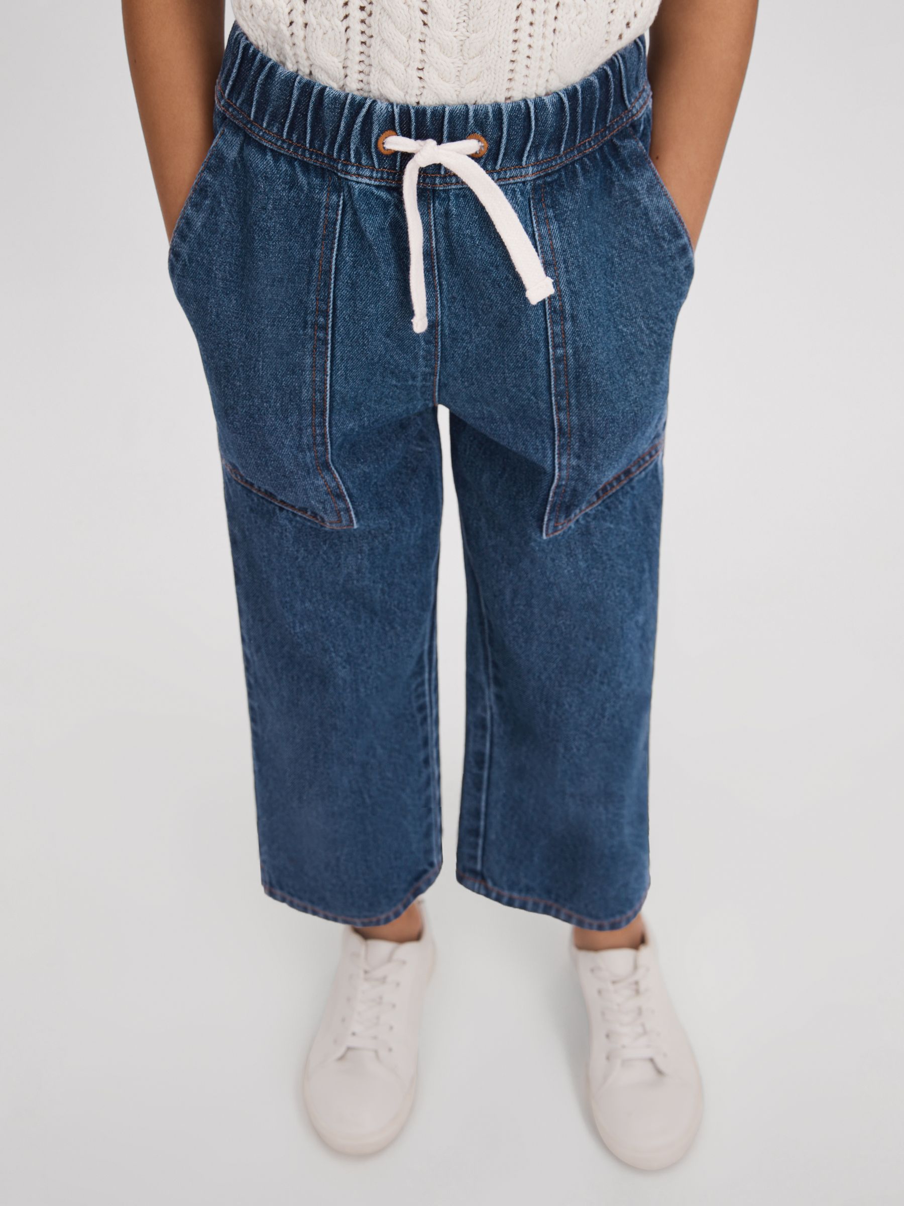 13-14 yrs Drawstring Waist Straight Leg Jeans in Blue - Image 3 of 4