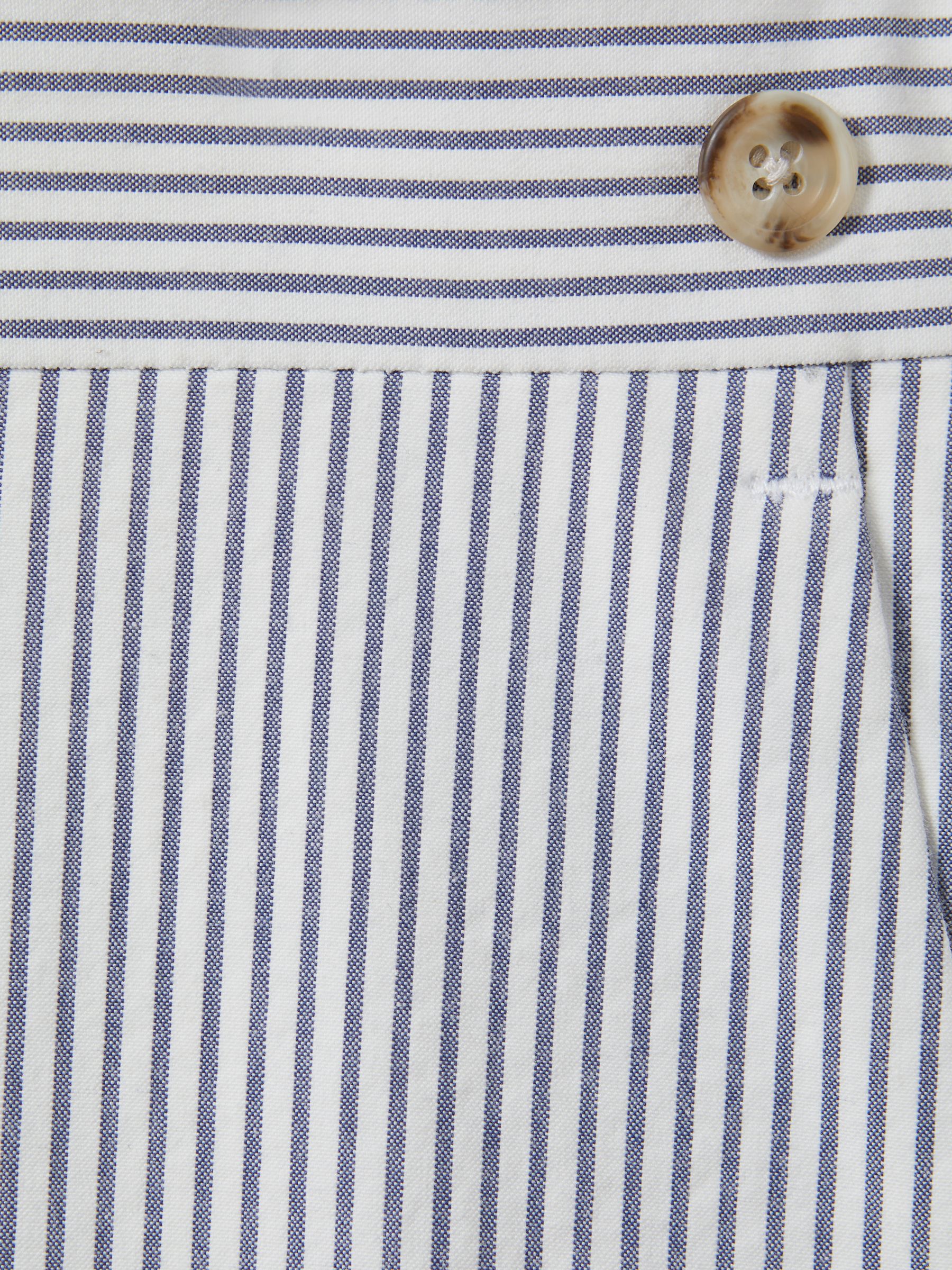 Barr Soft Blue/White Cotton Seersucker Adjuster Slim Fit Trousers - Image 5 of 5