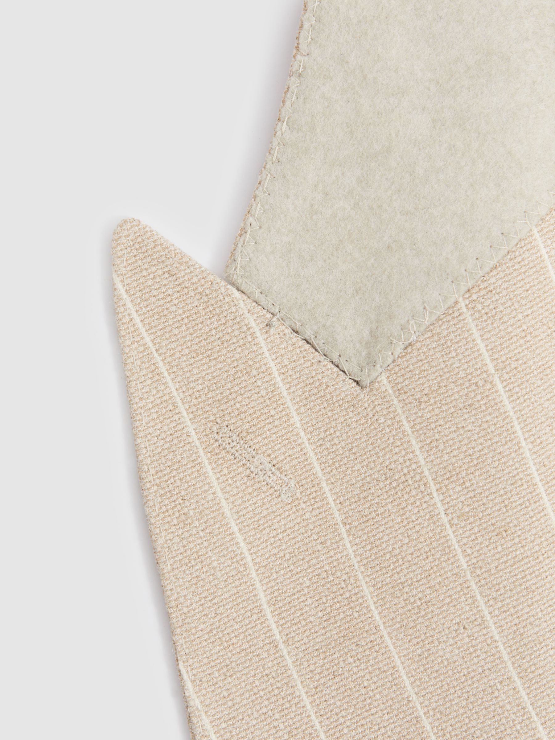 Slim Fit Double Breasted Striped Blazer in Oatmeal - Image 6 of 7