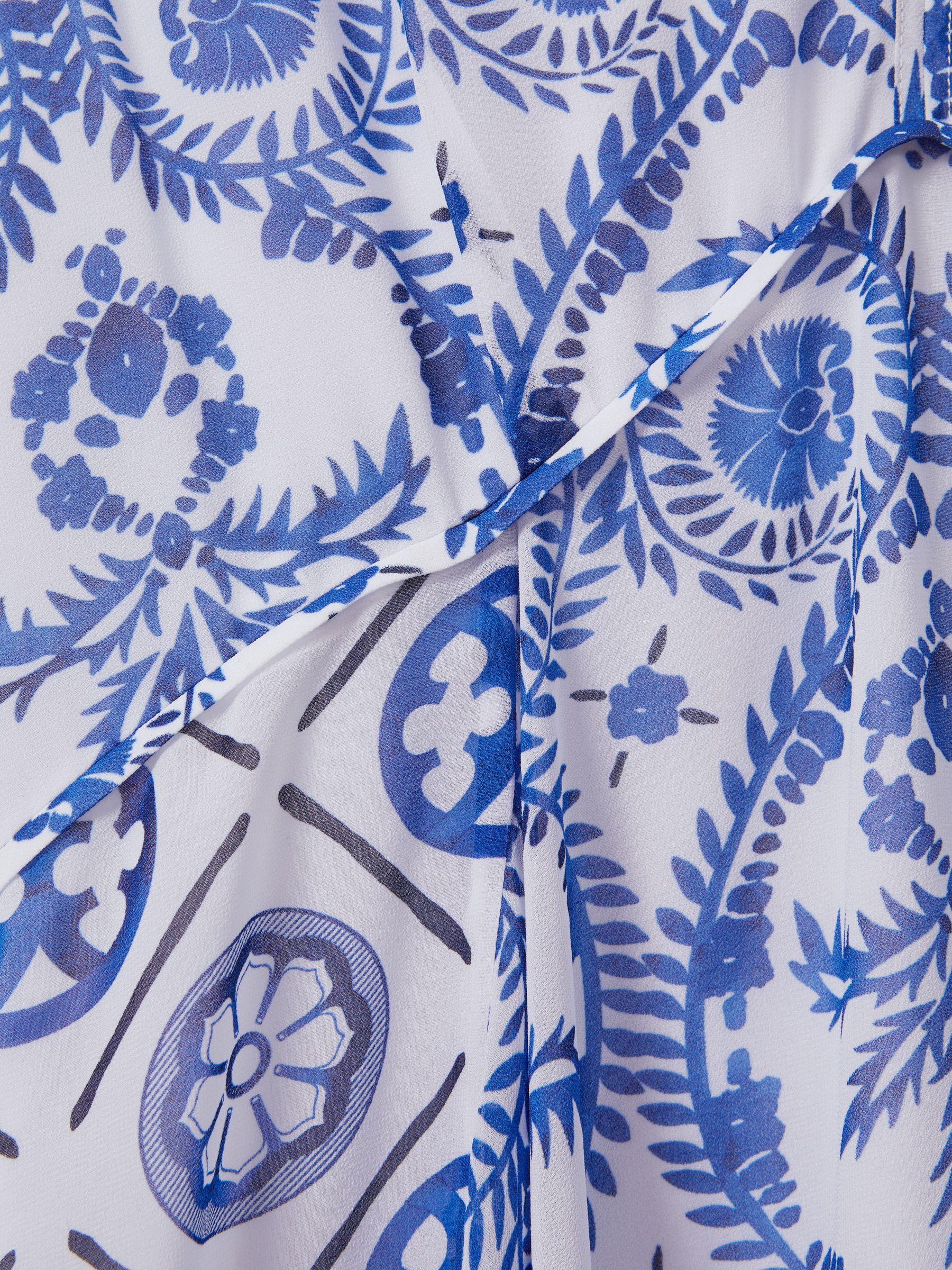 Side Pleat Asymmetric Midi Dress in Blue - Image 4 of 4