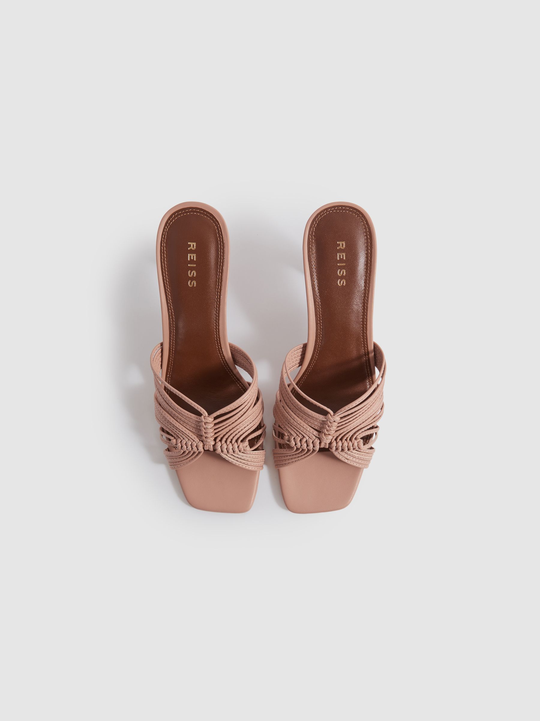 Leather Knot Detail Mules in Blush - Image 3 of 5