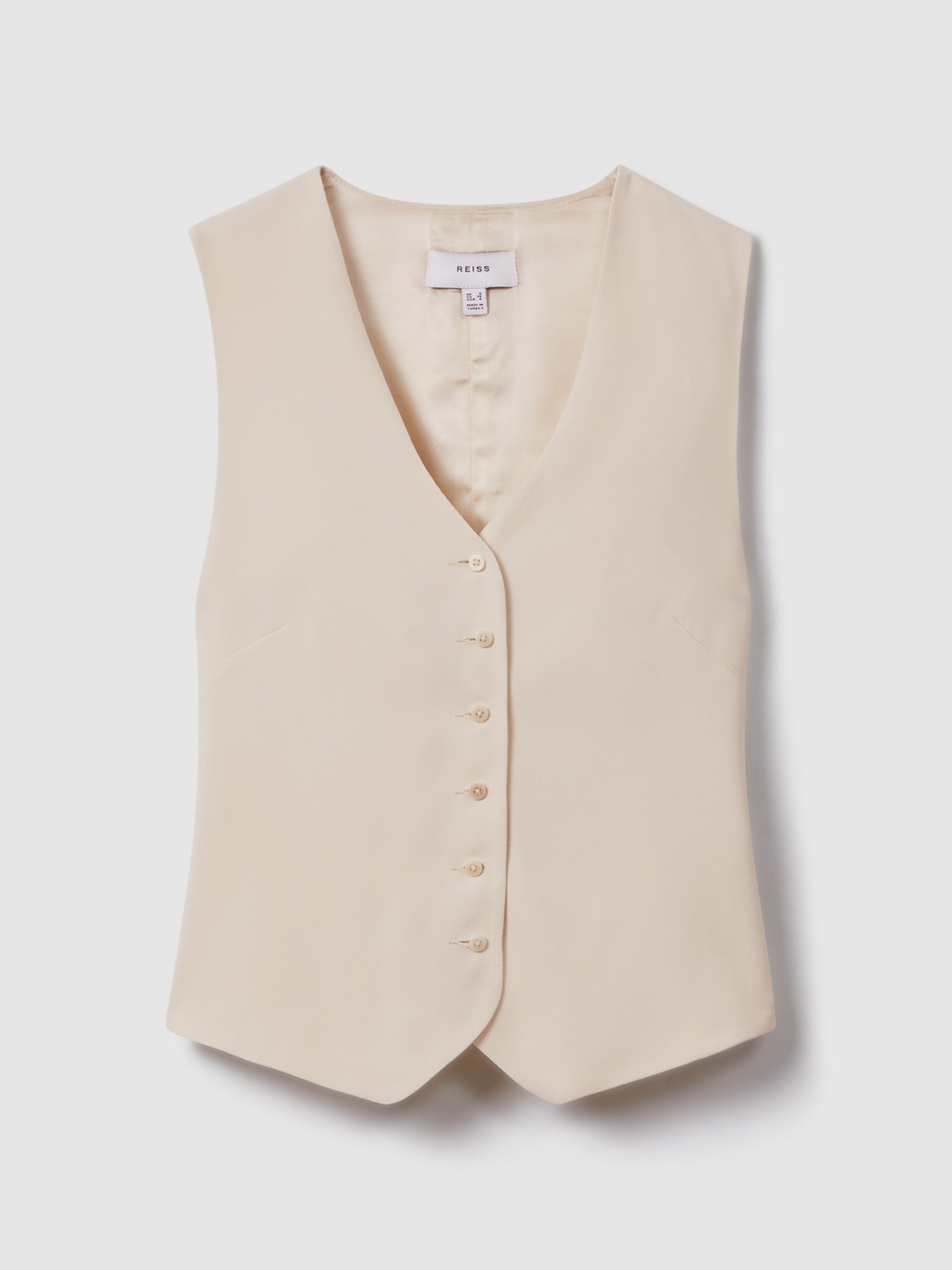 Reiss Single Breasted Waistcoat in Cream - REISS Reiss Single Breasted Waistcoat in Cream - REISS