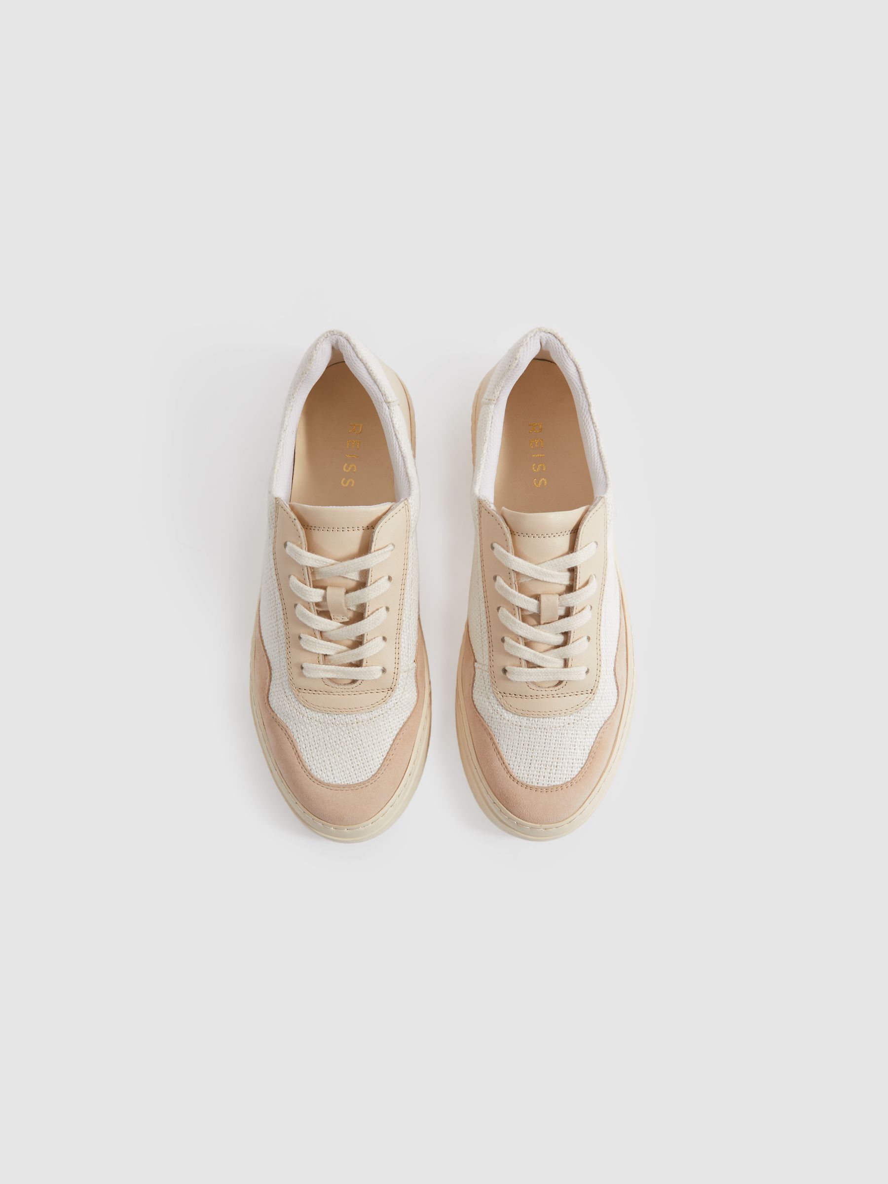 Canvas Leather Chunky Trainers in Natural - image 2