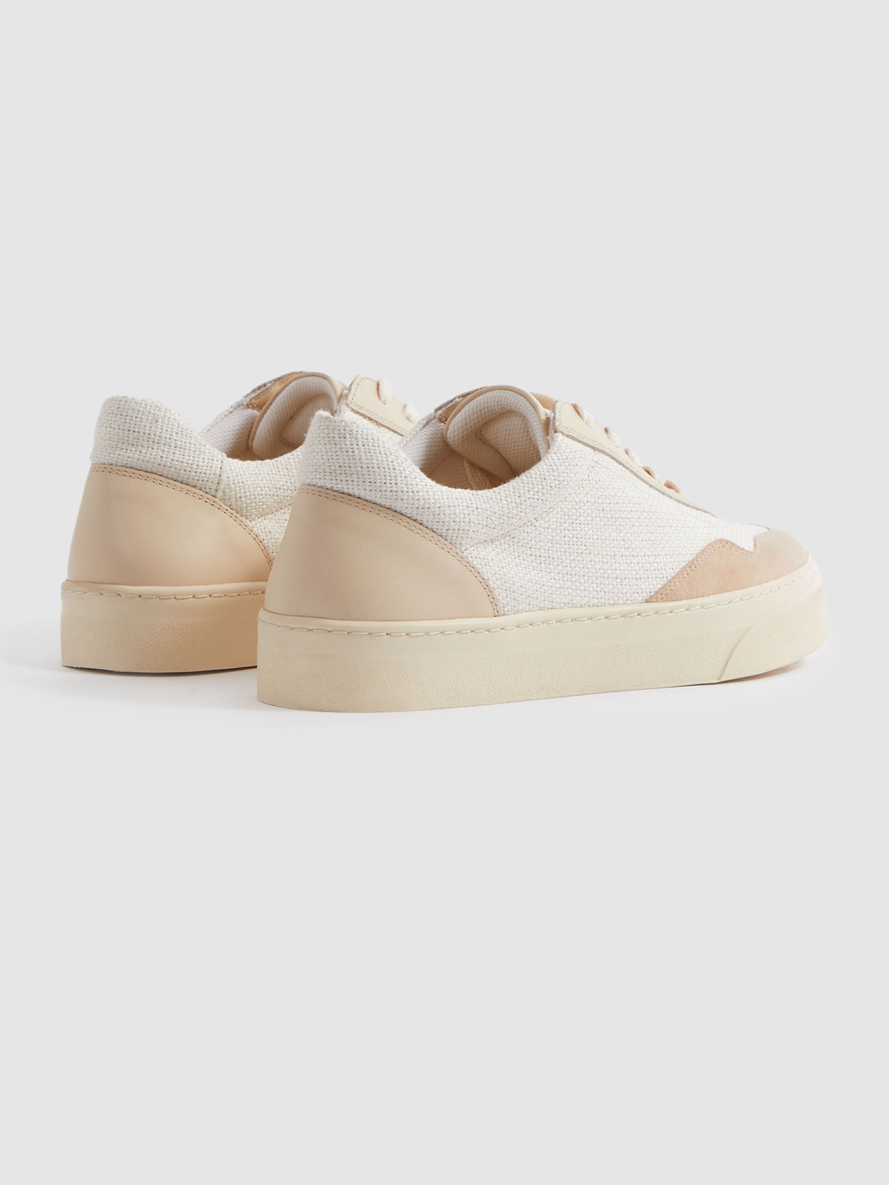 Canvas Leather Chunky Trainers in Natural - Image 4 of 6