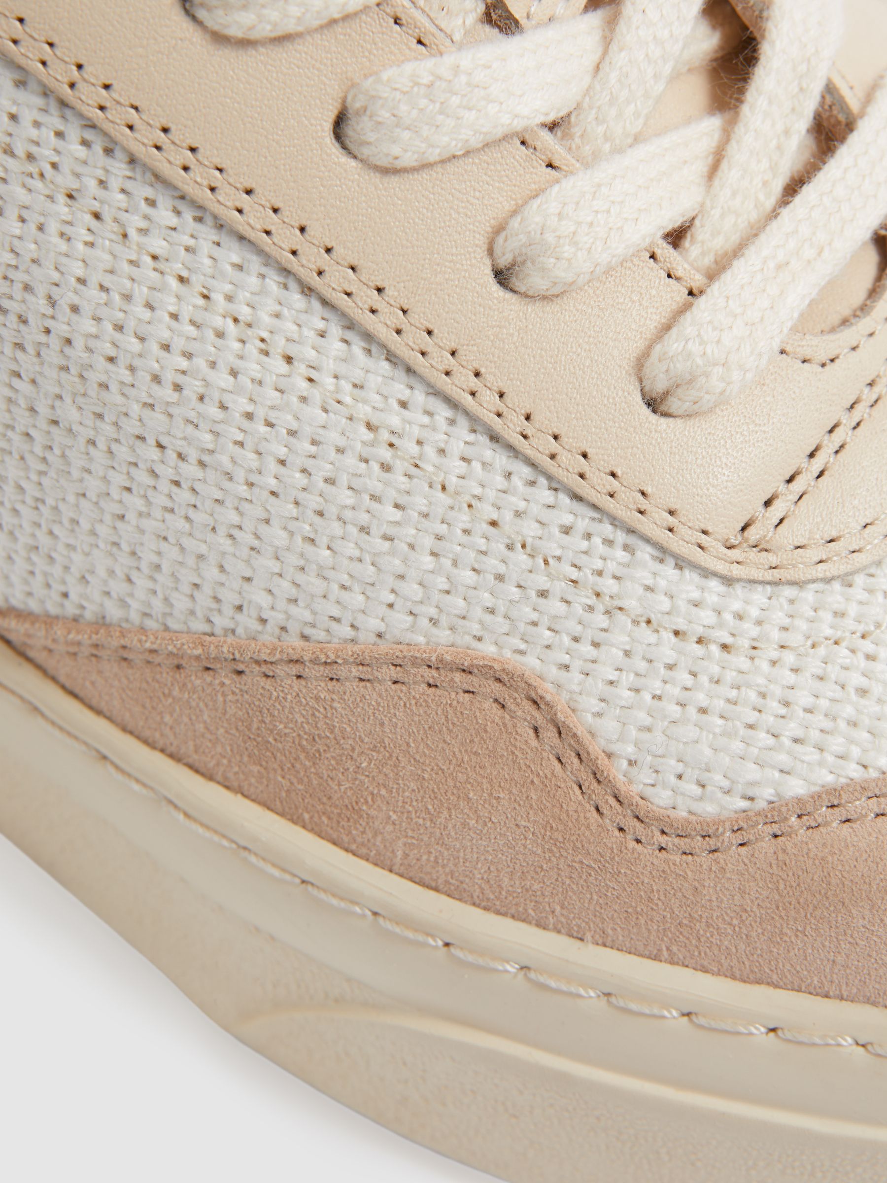 Canvas Leather Chunky Trainers in Natural - Image 5 of 6