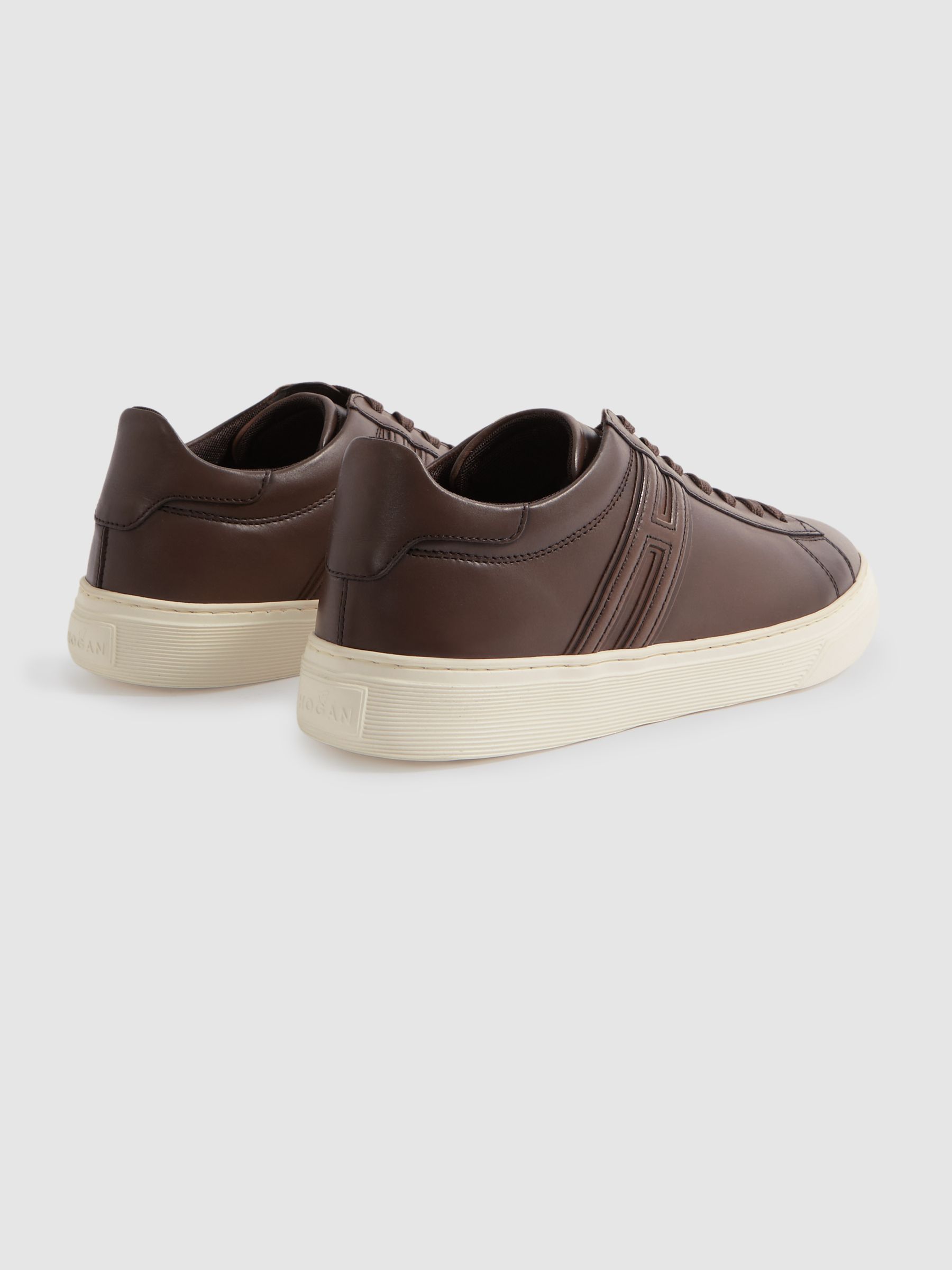 Hogan Lace-Up Trainers in Dark Brown - Image 2 of 4