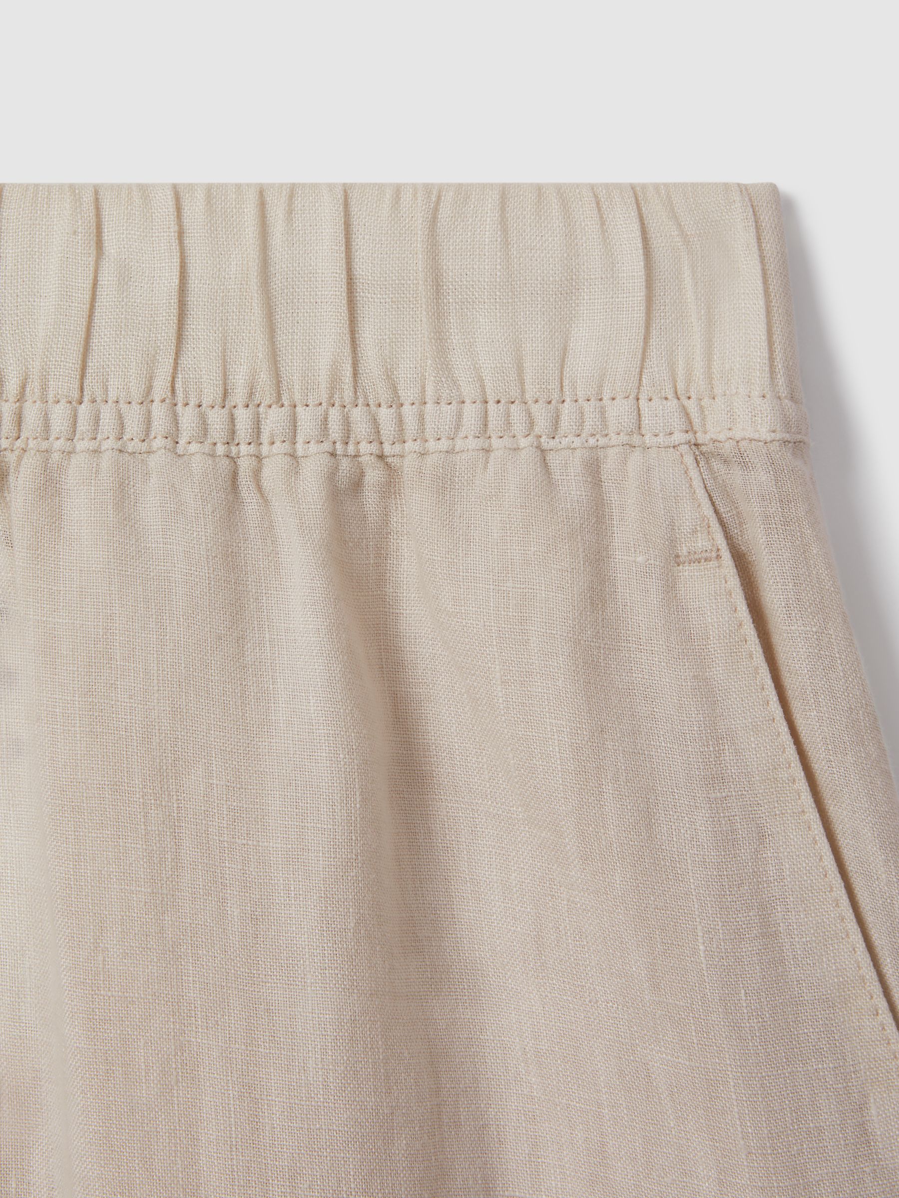 Garment Dyed Wide Leg 100% Linen Trousers in Oatmeal - Image 6 of 6