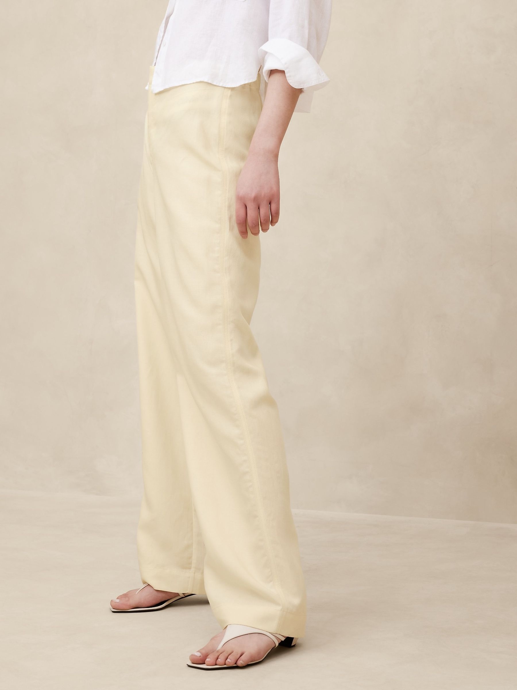 Banana Republic Yellow Arcata Tencel-Linen Easy Trousers - Image 3 of 4