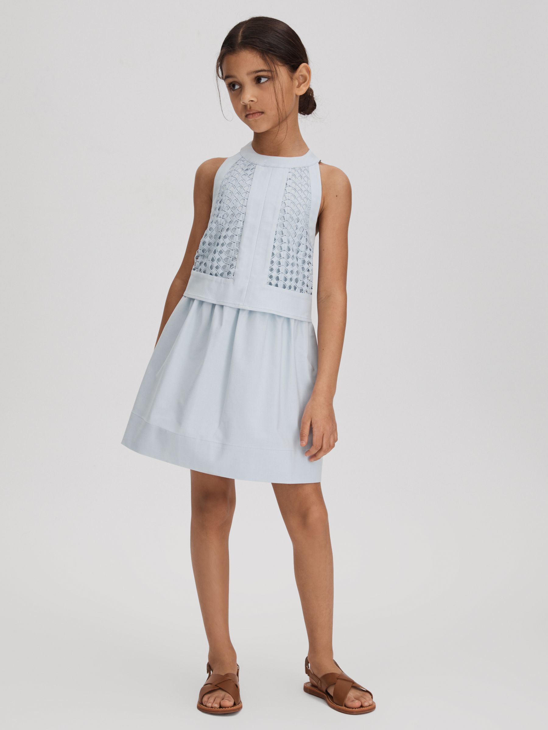 9-13 yrs Embroidered Halter Neck Dress in Blue - Image 1 of 4