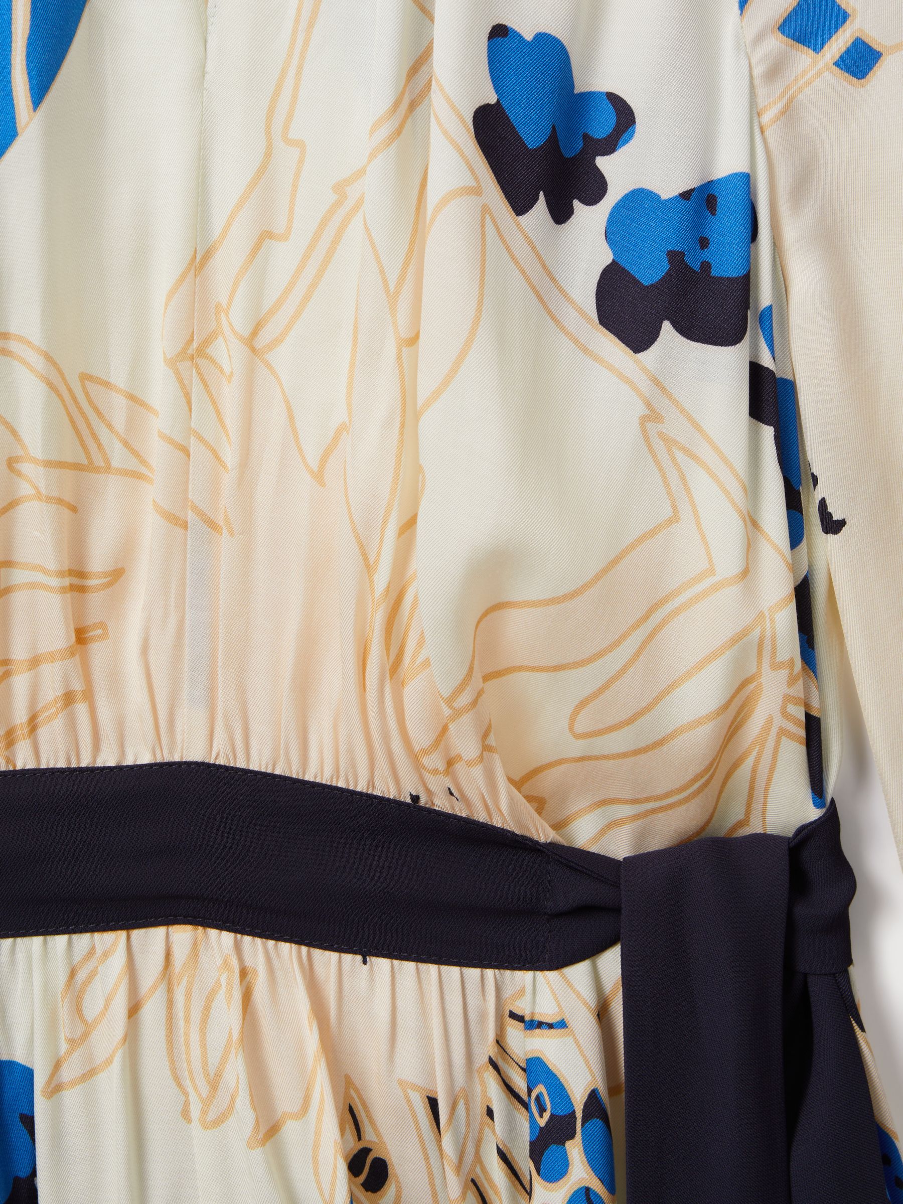 Printed Side Tie Mini Dress in Navy/Blue - Image 6 of 6