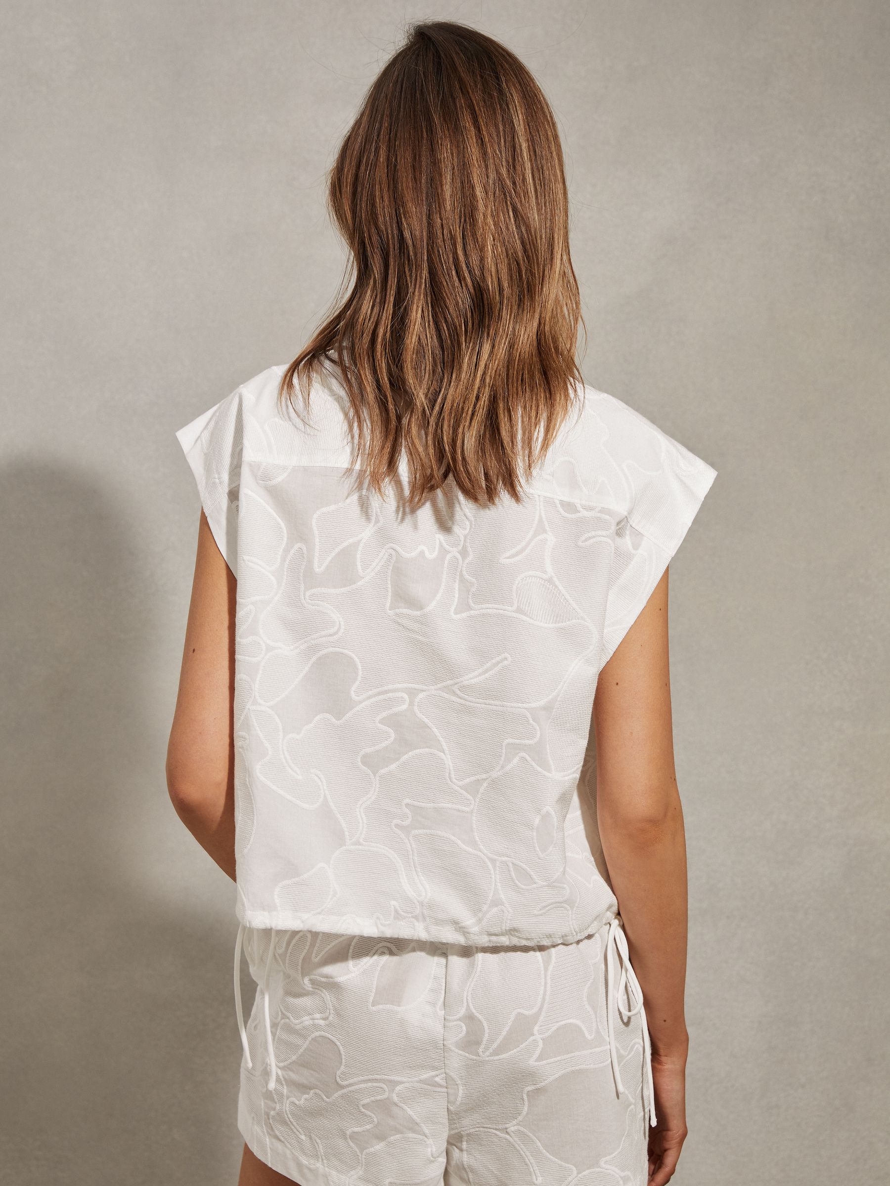 Cotton Embroidered Shirt in White - Image 5 of 6
