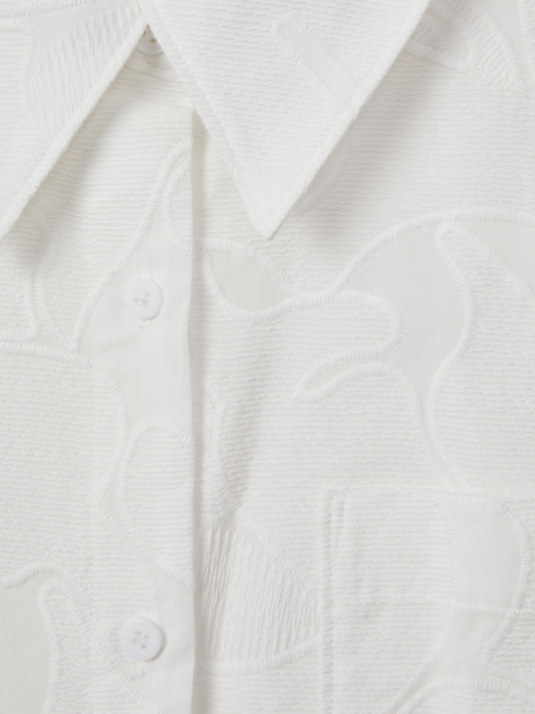 Cotton Embroidered Shirt in White - Image 6 of 6