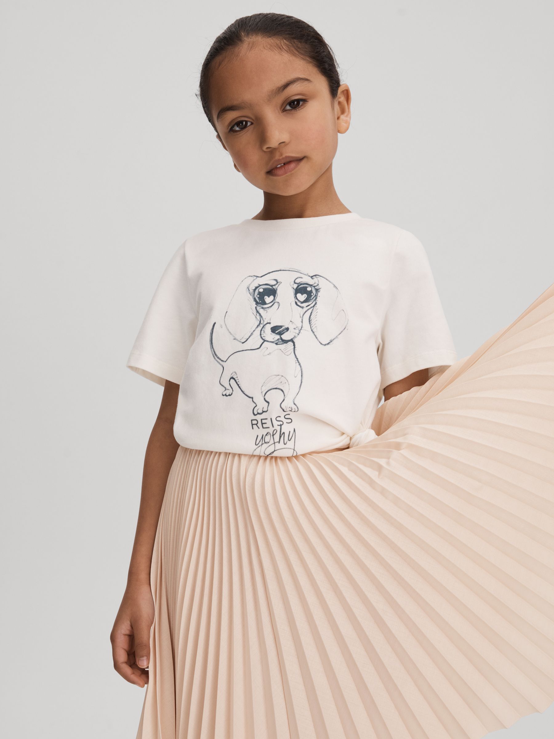 9-13 yrs Pleated Asymmetric Skirt in Pink - Image 1 of 4