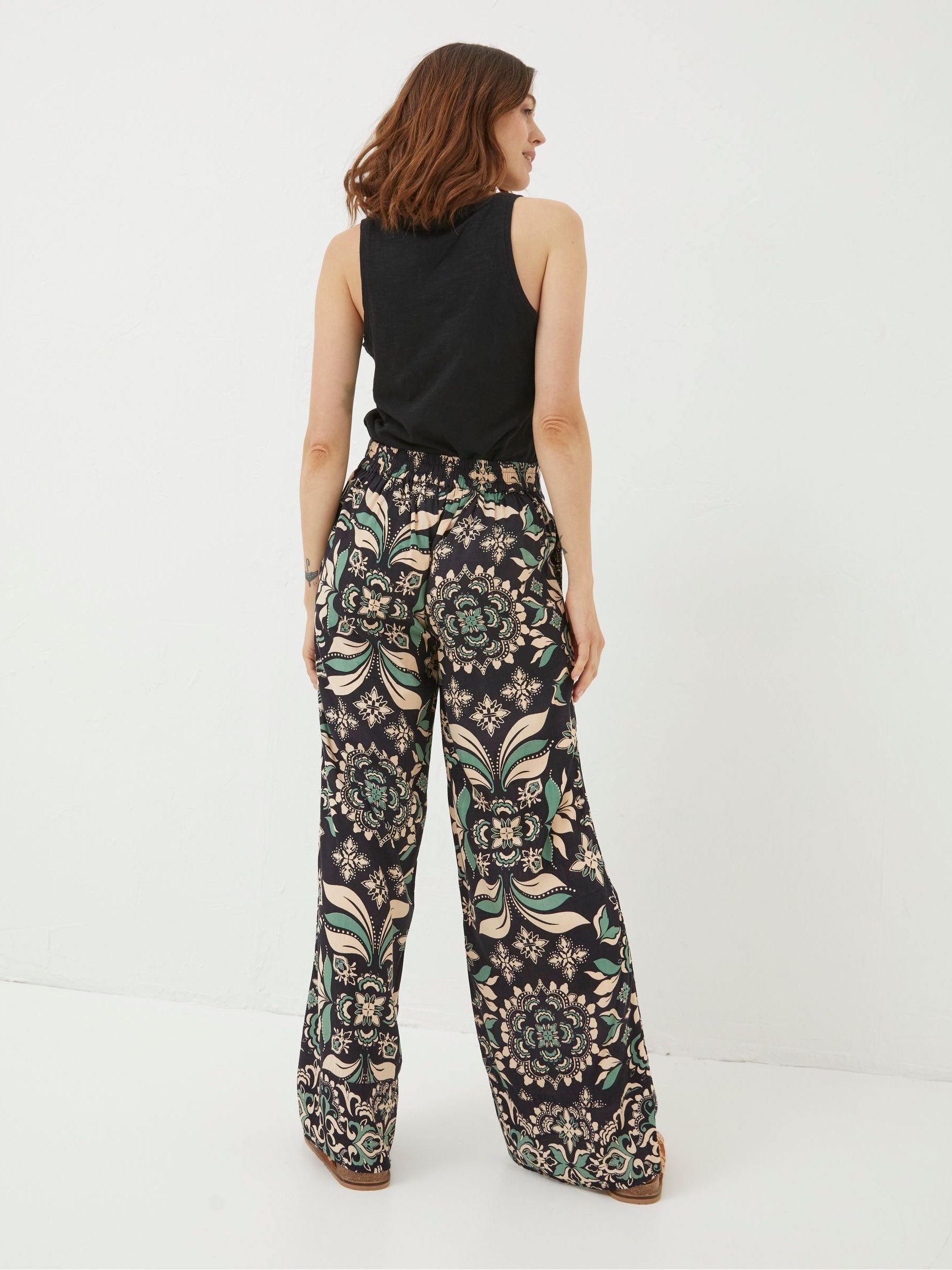 Black Isla Mosaic Leaf Wide Leg Trousers - Image 2 of 6