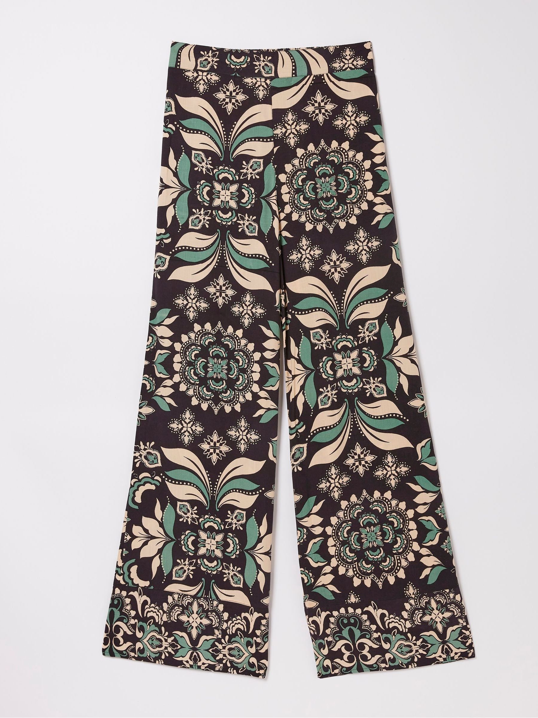 Black Isla Mosaic Leaf Wide Leg Trousers - Image 6 of 6