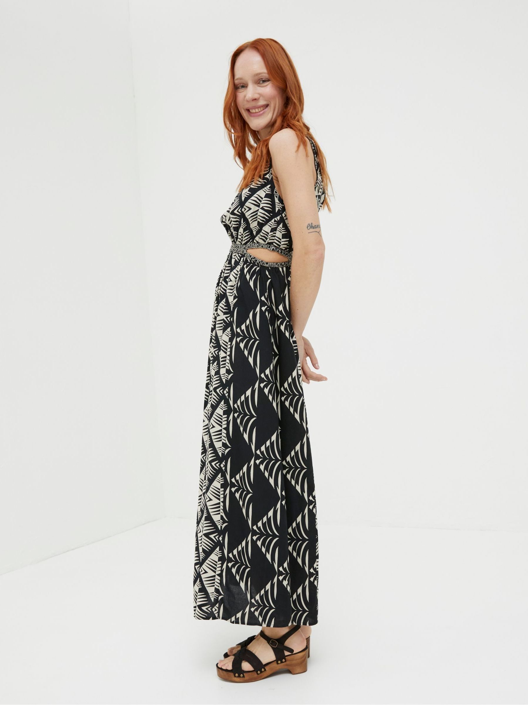Harrie Black Geo Cut Out Midi Beach Dress - Image 3 of 6