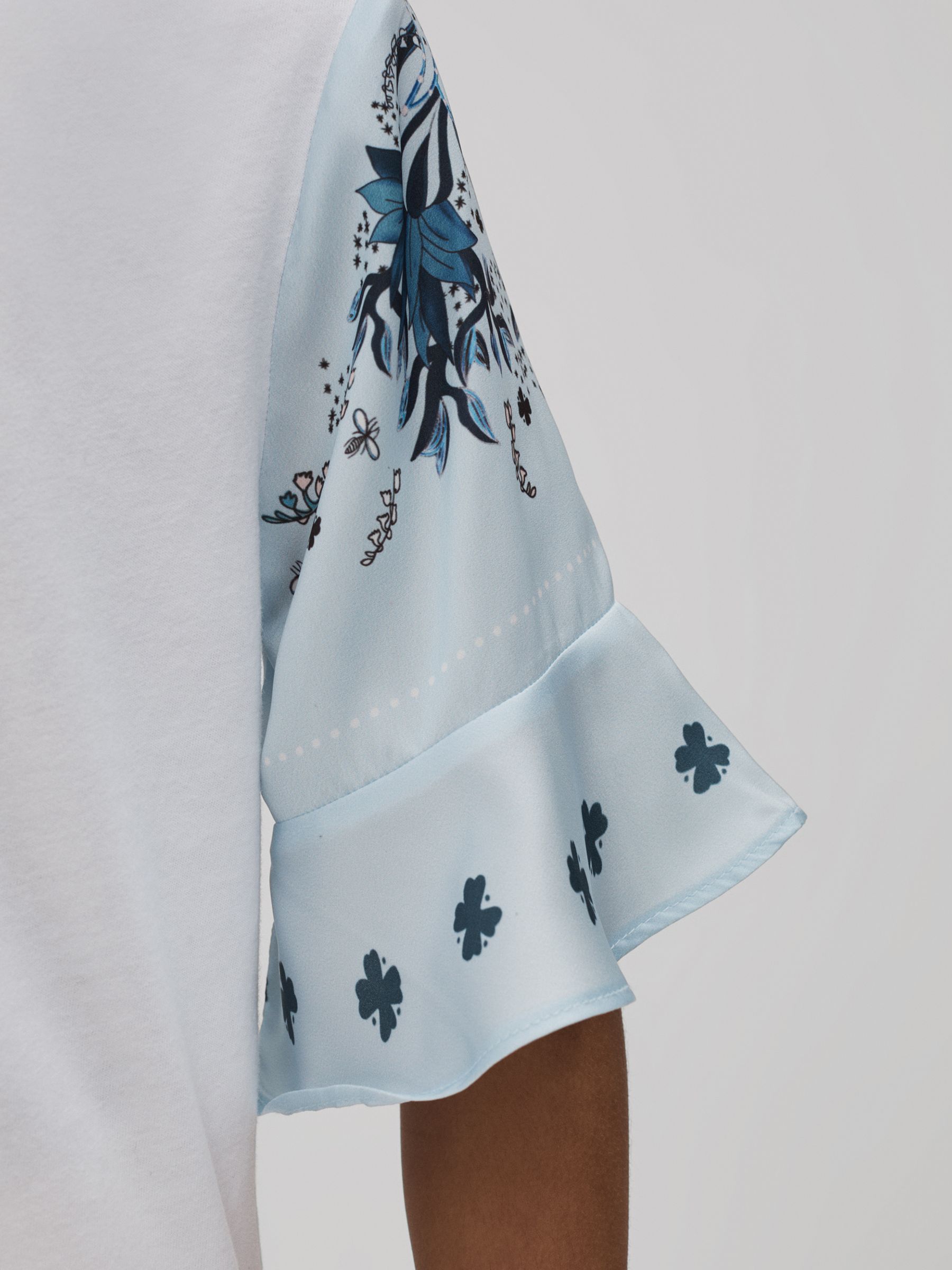 9-13 yrs Flute Sleeve Crew Neck T-Shirt in White - Image 4 of 6