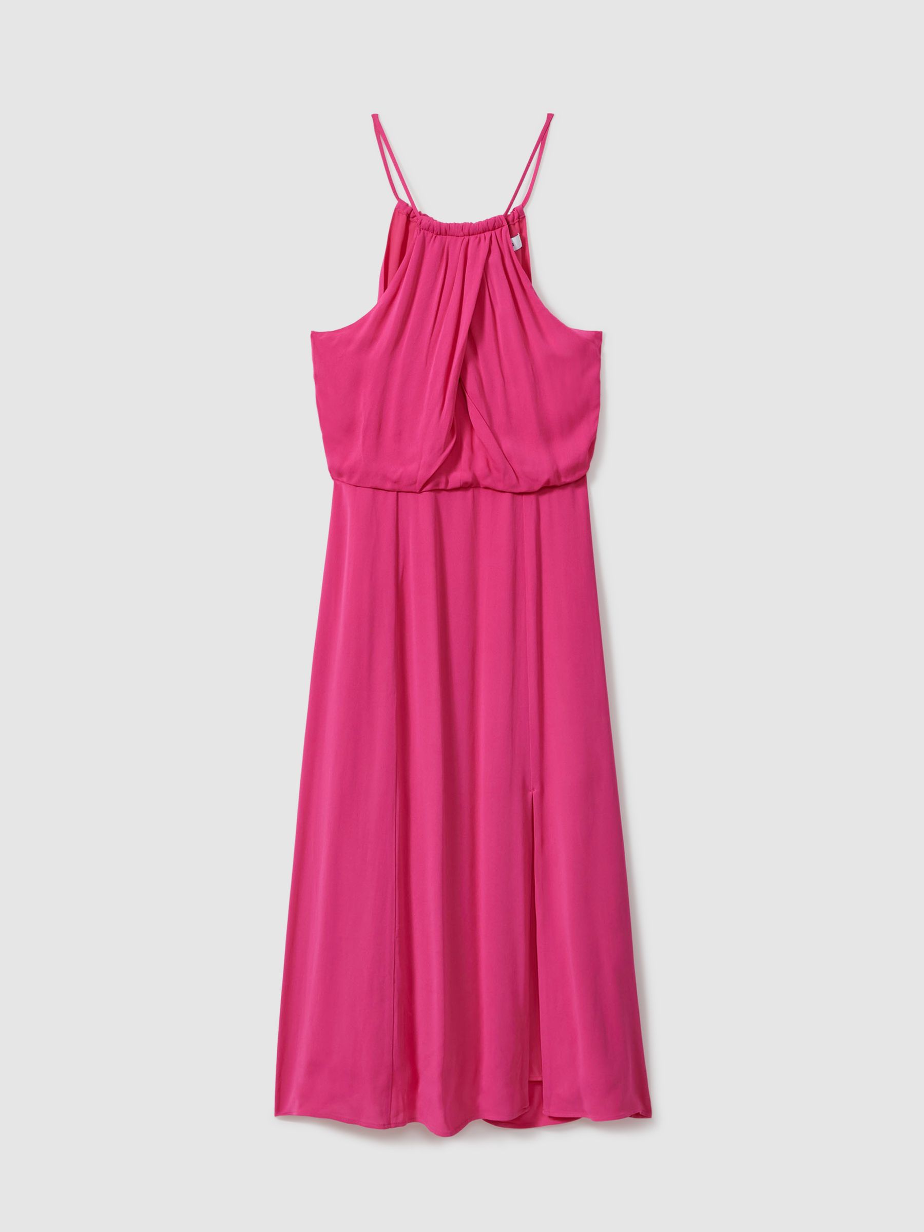 Drape Front Midi Dress in Pink - Image 2 of 6