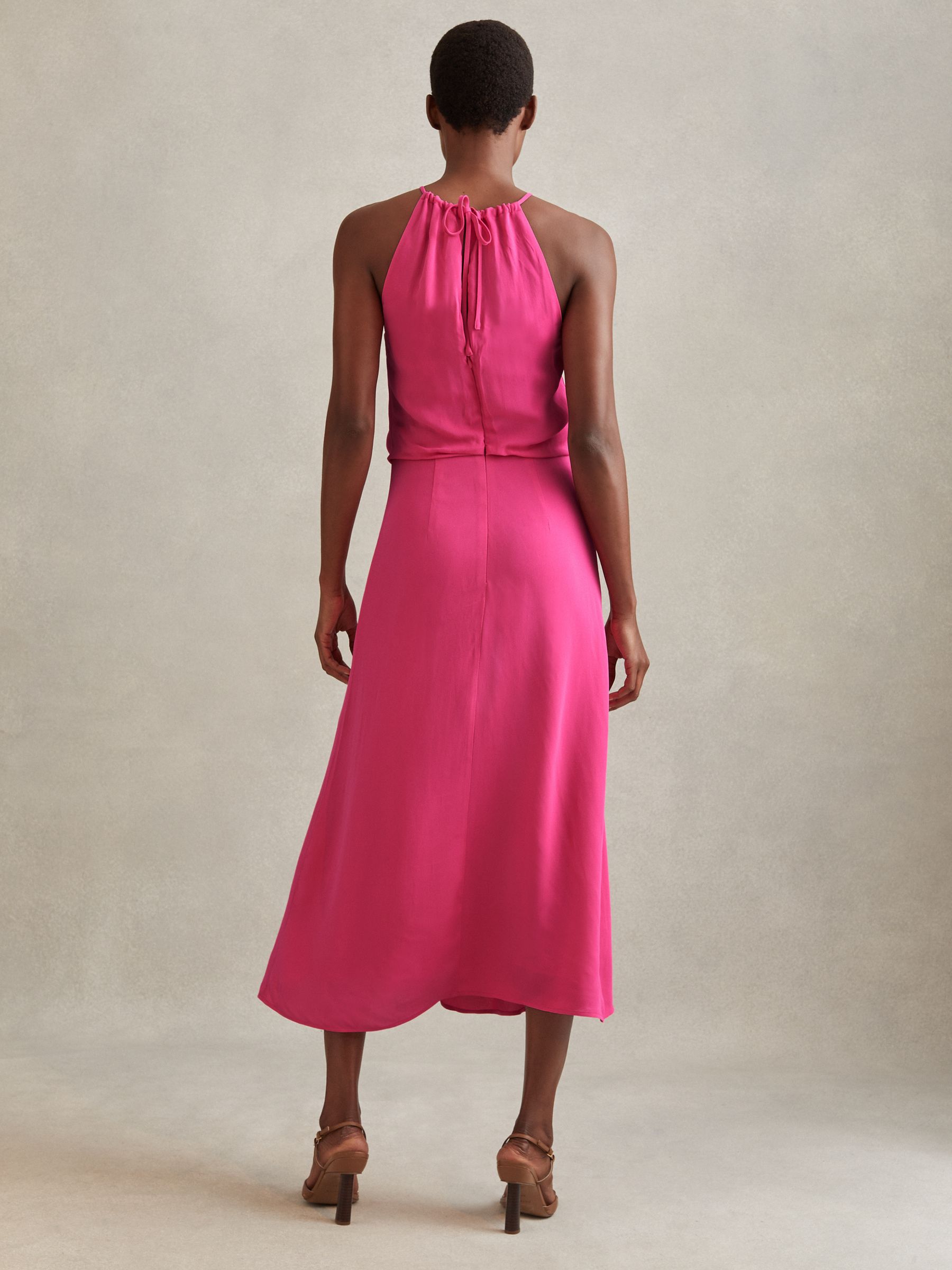 Drape Front Midi Dress in Pink - Image 5 of 6