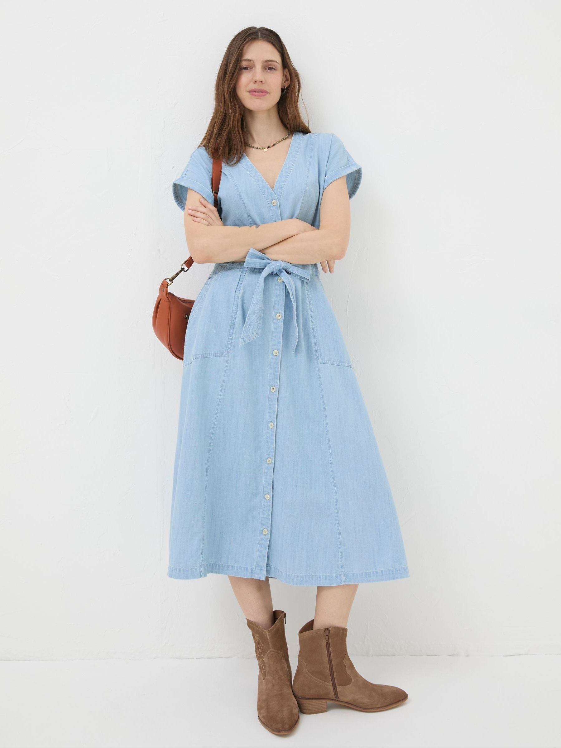 Blue Odette Denim Midi Dress | FatFace
