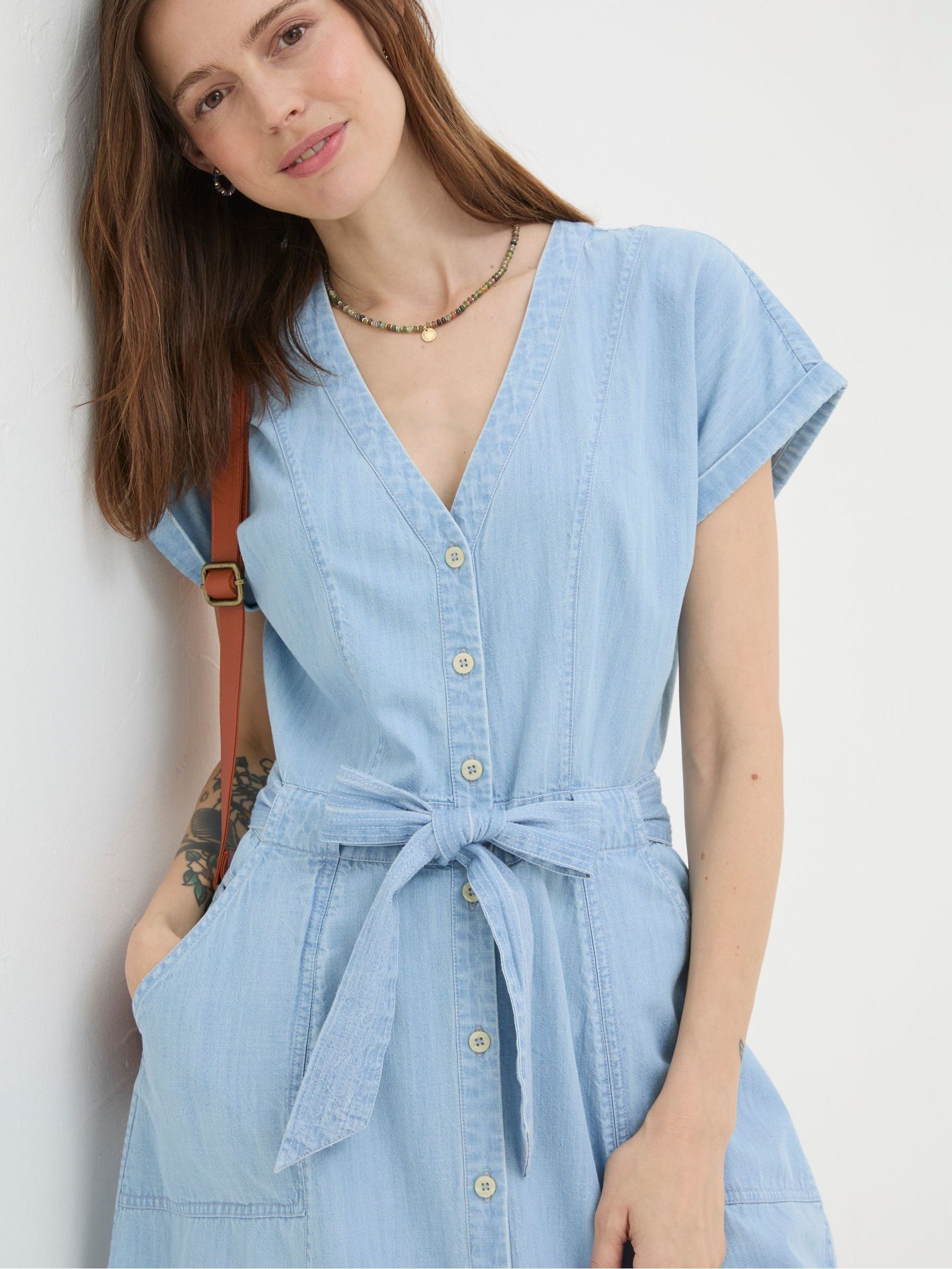 odette denim midi dress Odette Denim Dress