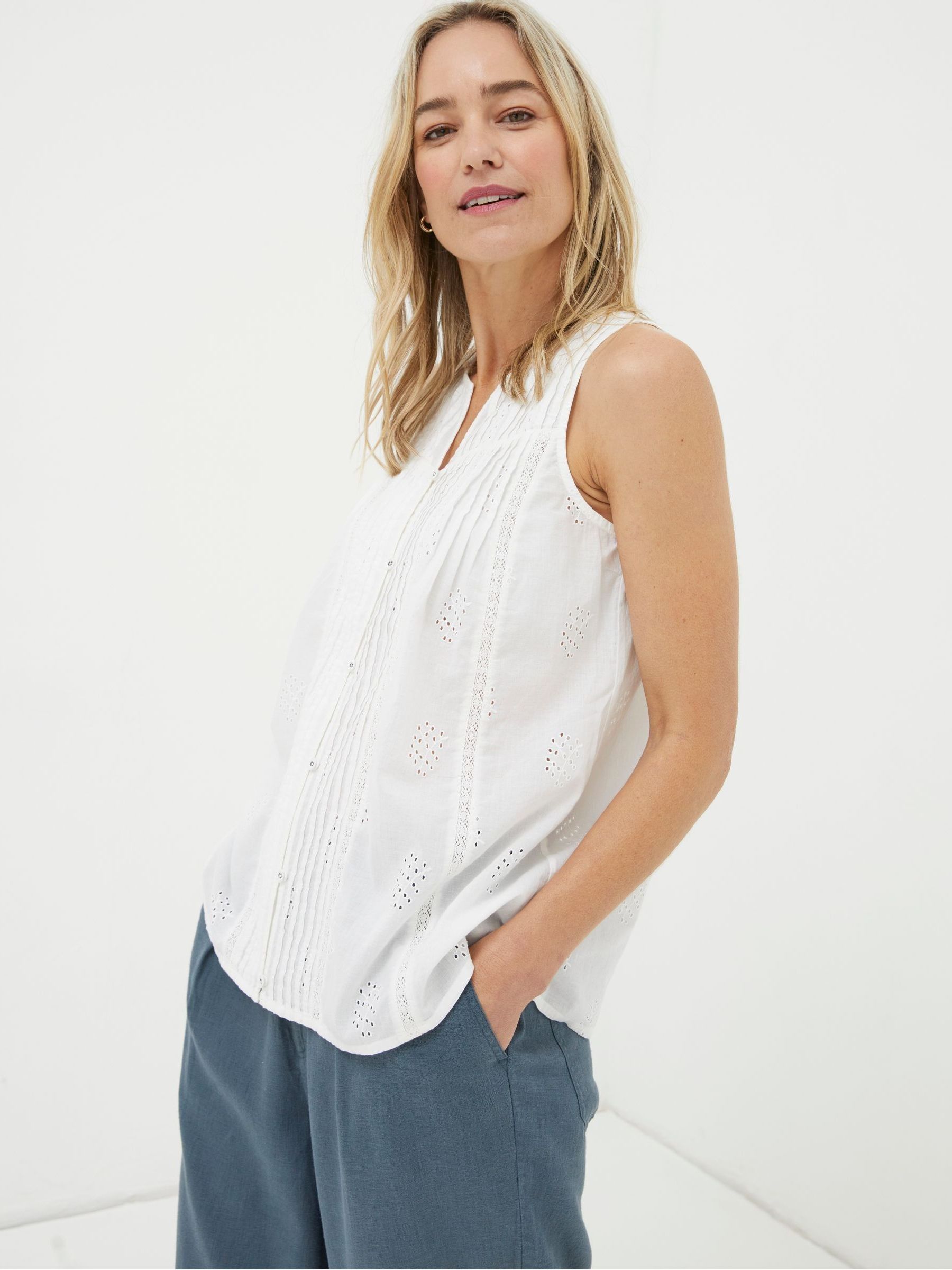 Cassie Natural Embroidered Cami - Image 1 of 4