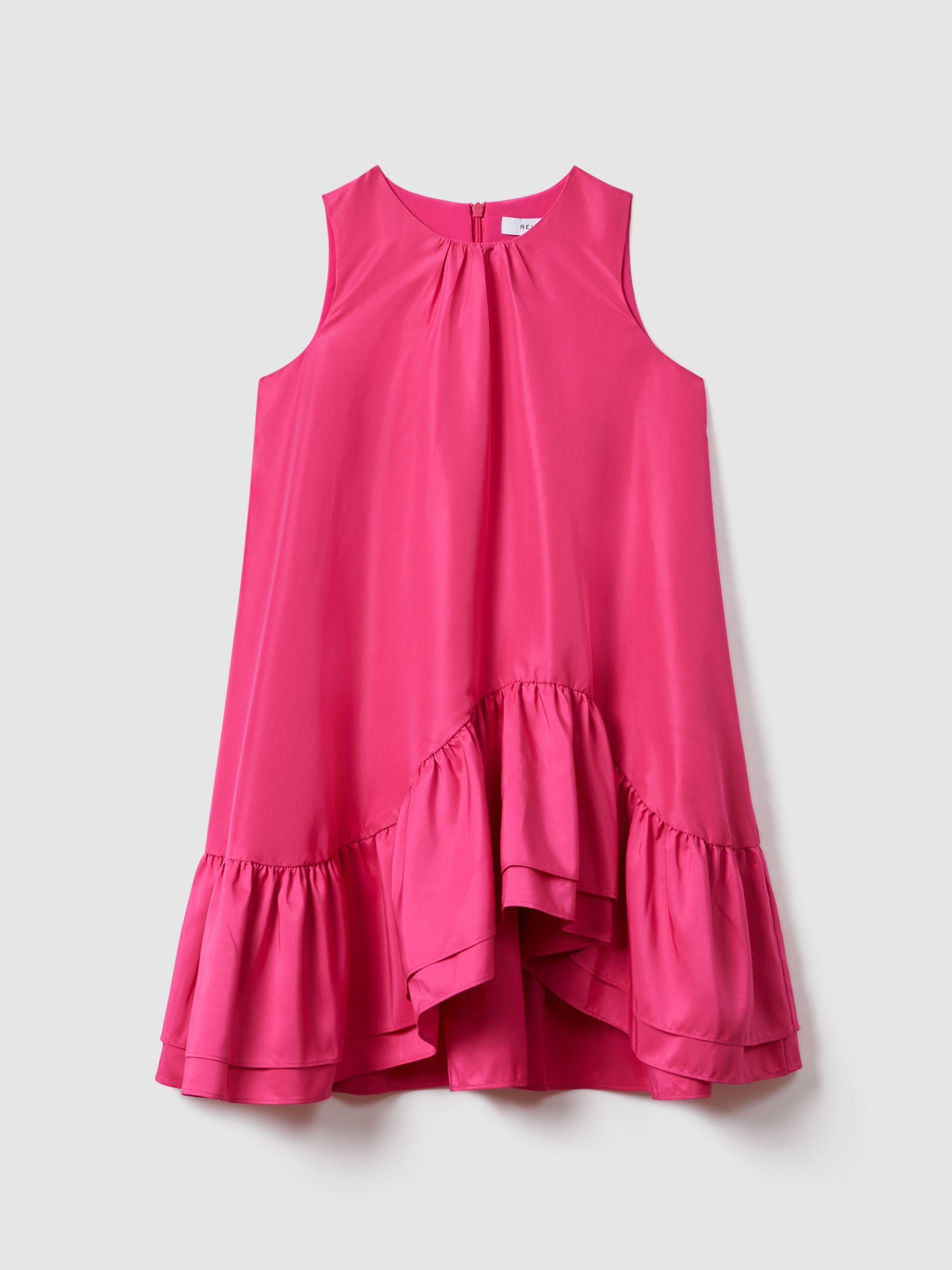 9-13 yrs Layered High-Low Dress in Bright Pink - Image 2 of 7