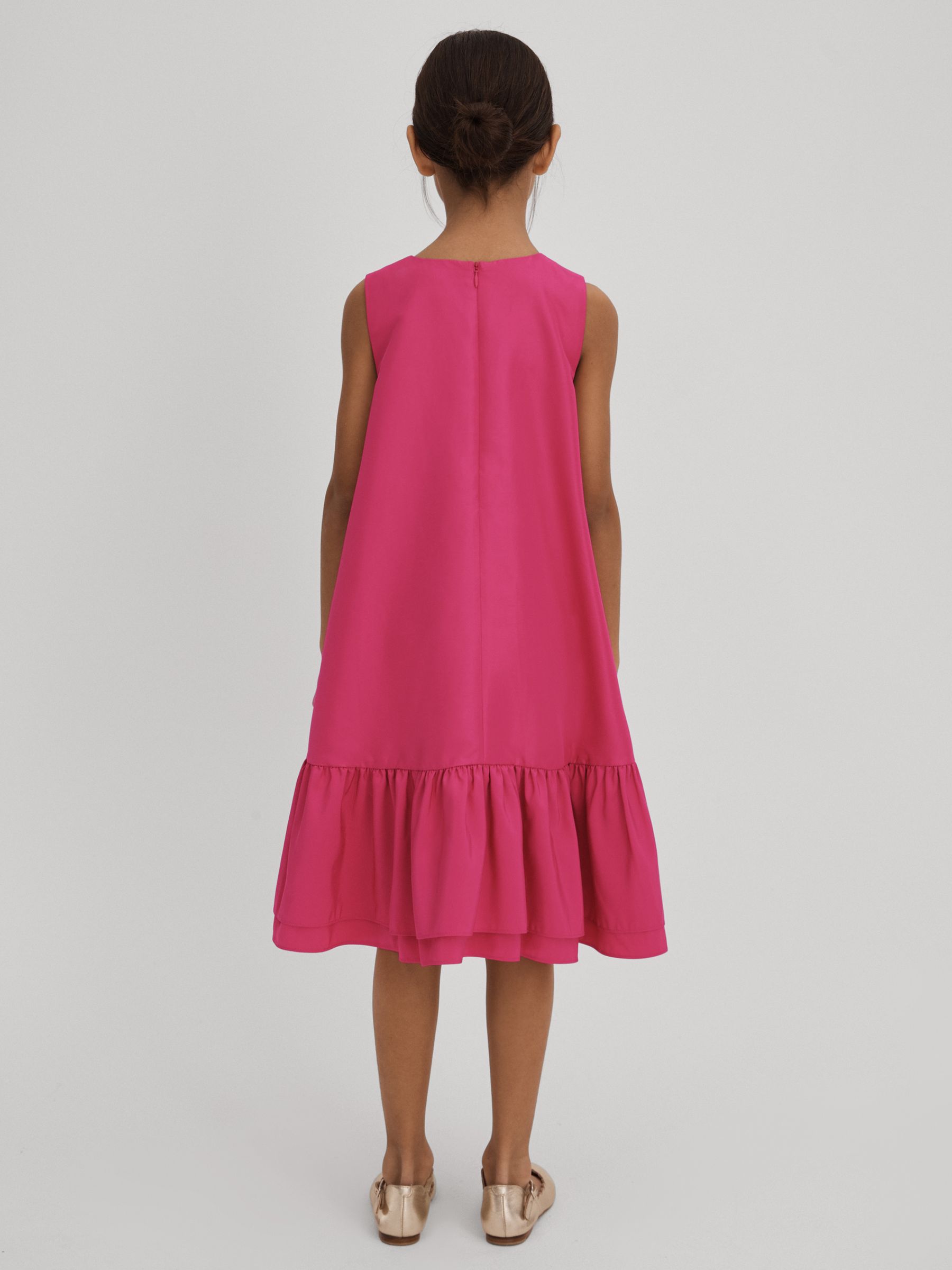 9-13 yrs Layered High-Low Dress in Bright Pink - Image 6 of 7