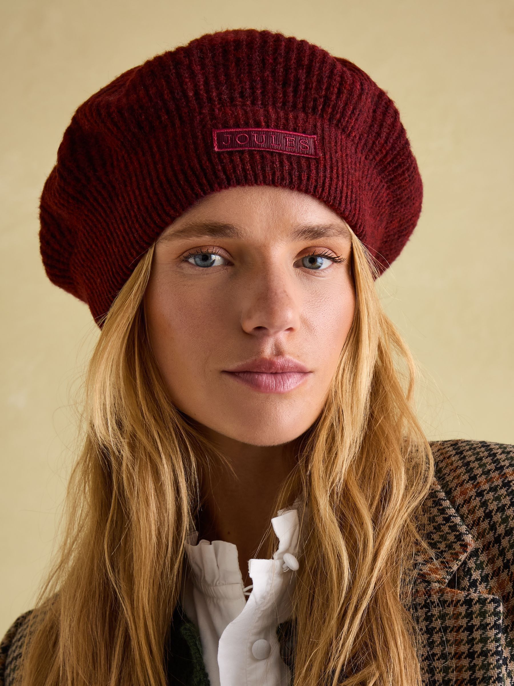 Joelle Burgundy Red Knitted Beret - Image 1 of 5