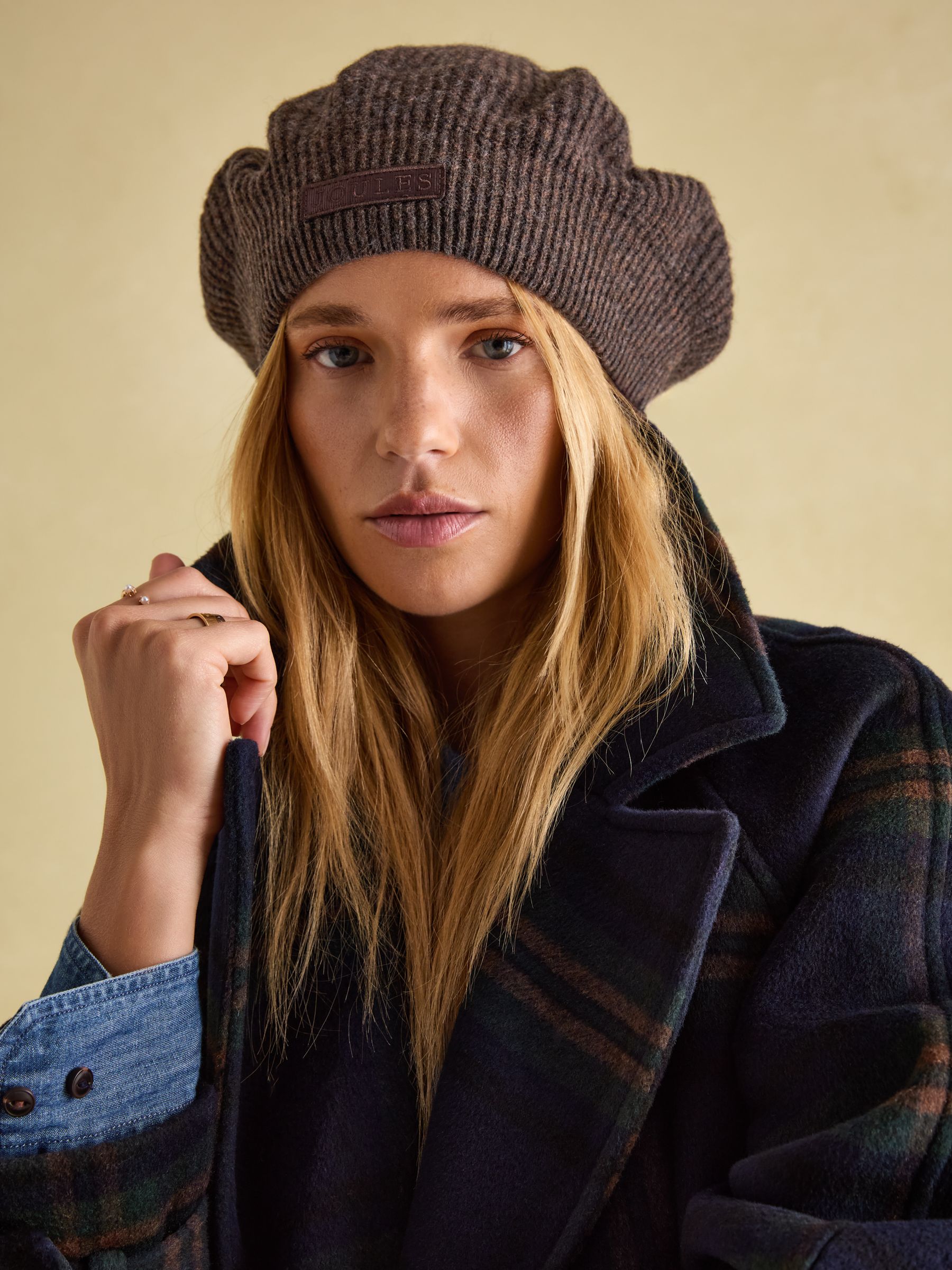 Joelle Brown Knitted Beret | Joules