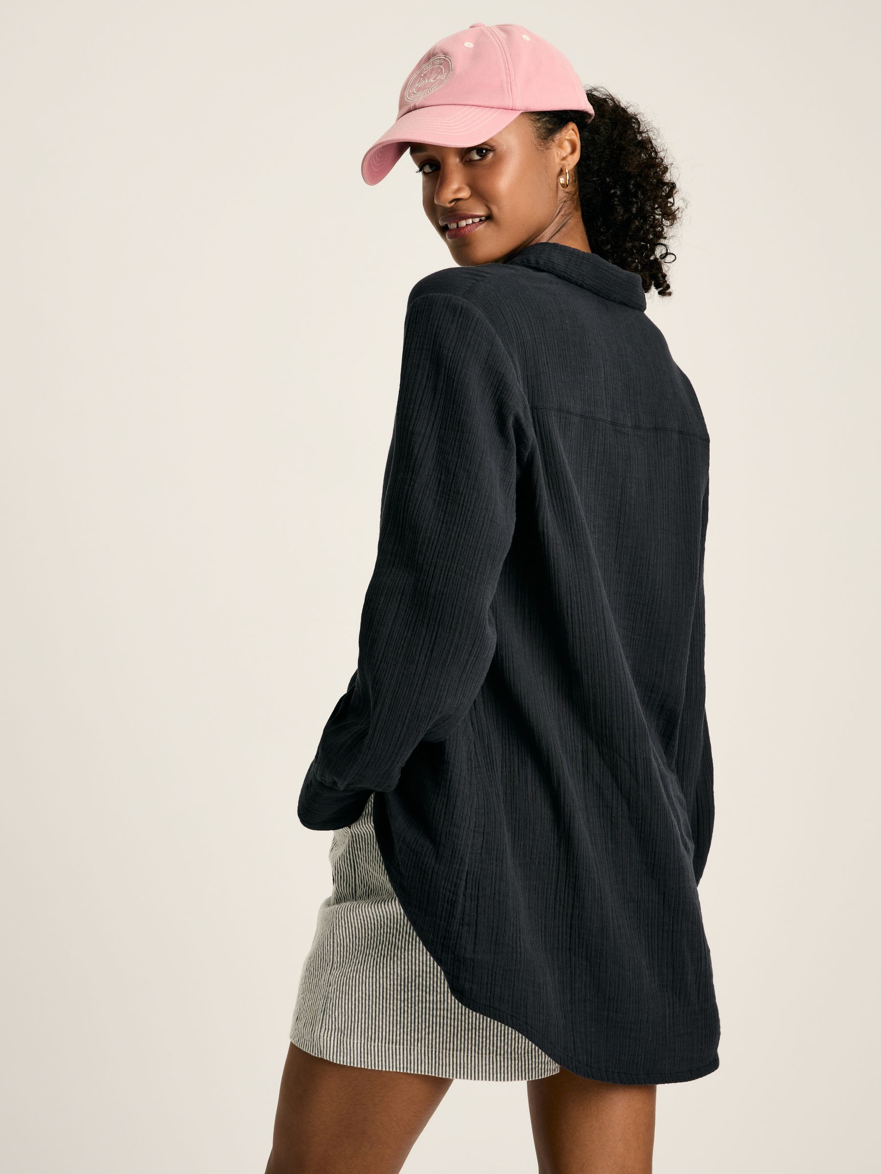 Nell Navy Button Through Cotton Shirt - Image 2 of 7